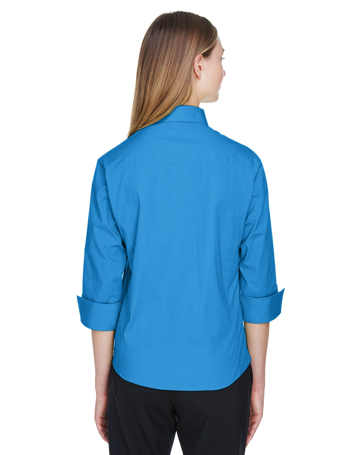 no-logo Devon & Jones Ladies Perfect Fit 3/4-Sleeve Stretch Poplin Blouse-Ladies Dress Shirts-Devon&Jones-Thread Logic