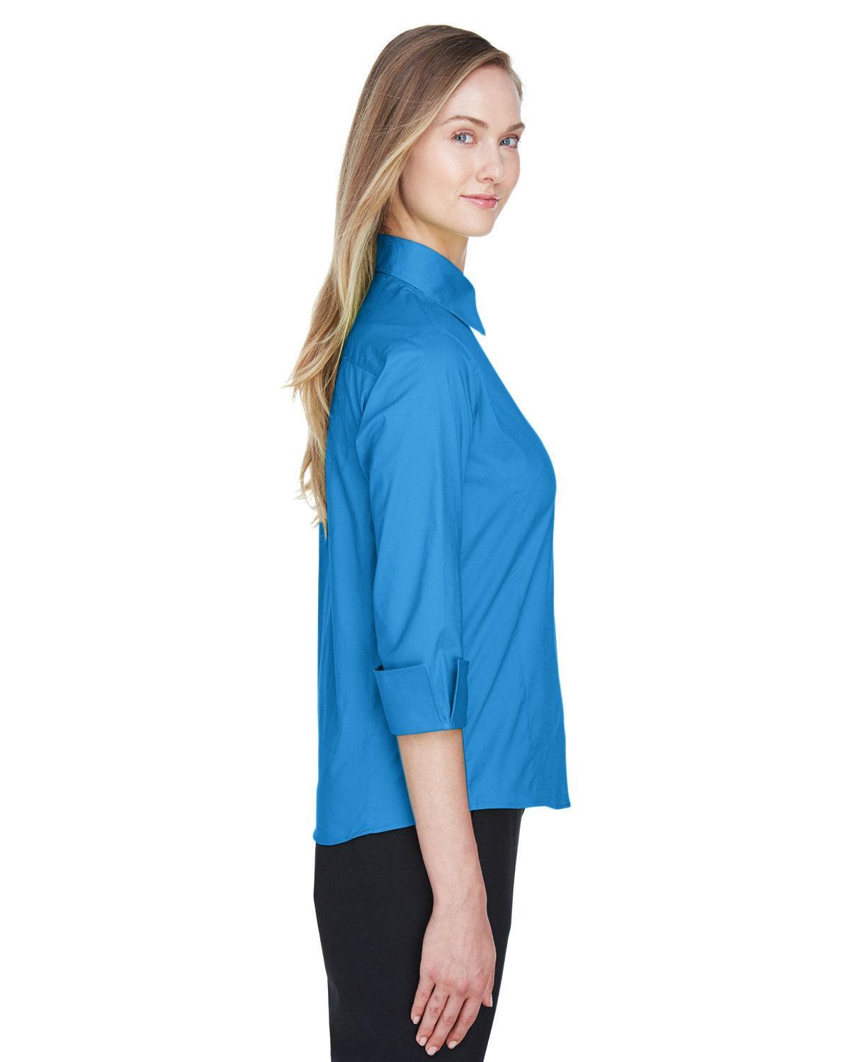 no-logo Devon & Jones Ladies Perfect Fit 3/4-Sleeve Stretch Poplin Blouse-Ladies Dress Shirts-Devon&Jones-Thread Logic