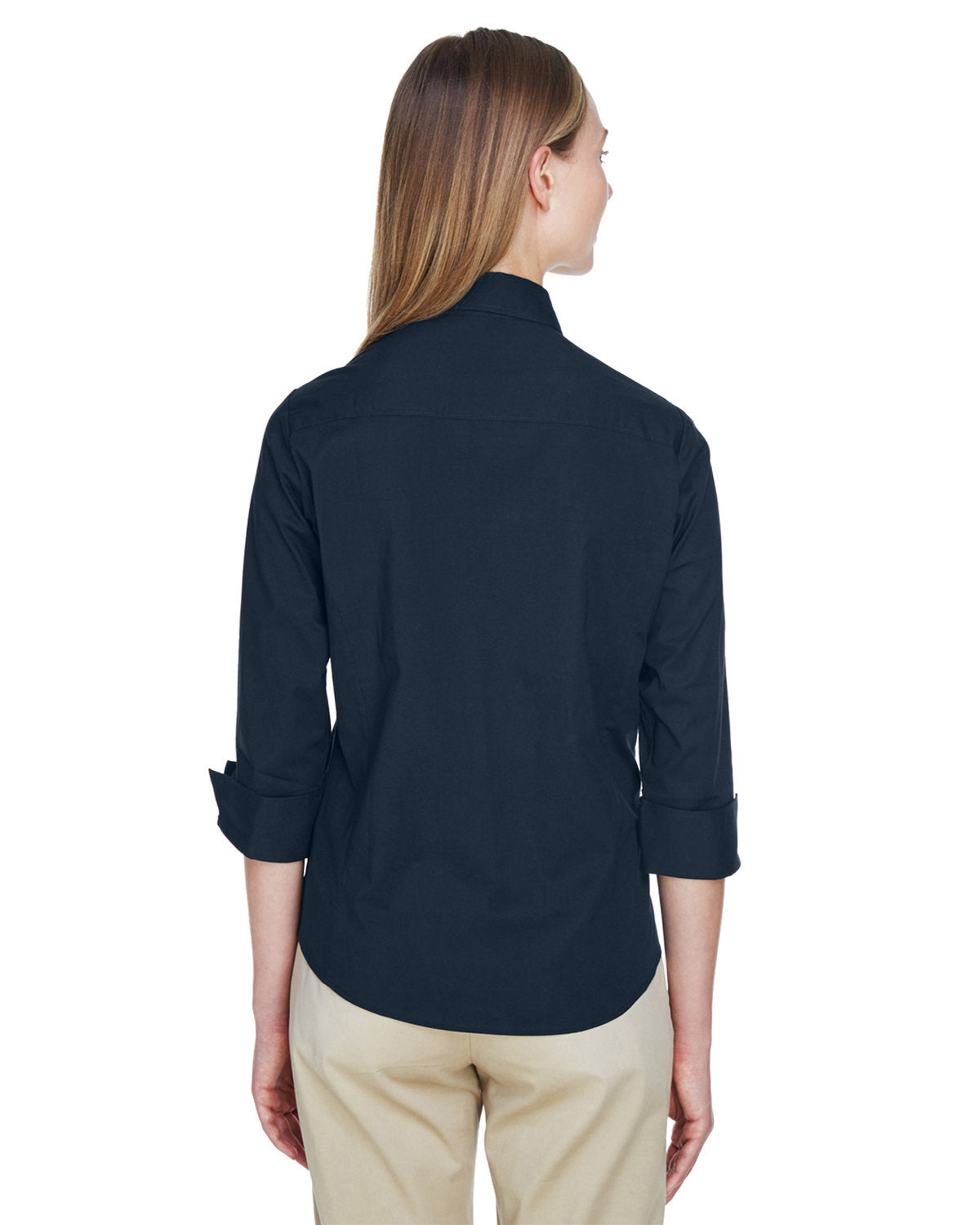no-logo Devon & Jones Ladies Perfect Fit 3/4-Sleeve Stretch Poplin Blouse-Ladies Dress Shirts-Devon&Jones-Thread Logic