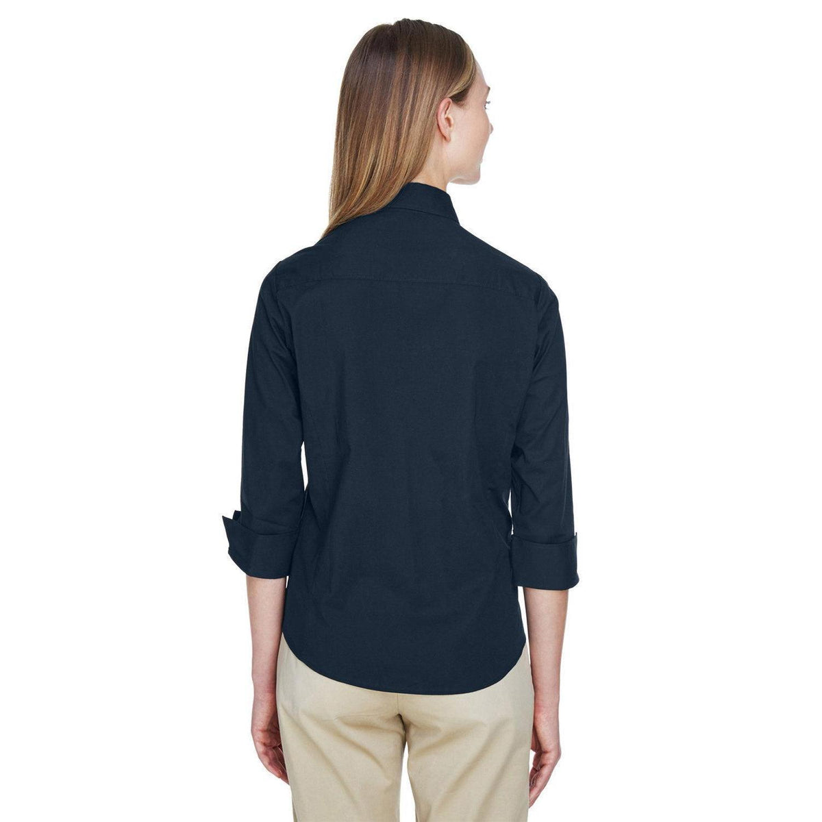 no-logo Devon & Jones Ladies Perfect Fit 3/4-Sleeve Stretch Poplin Blouse-Ladies Dress Shirts-Devon&Jones-Thread Logic