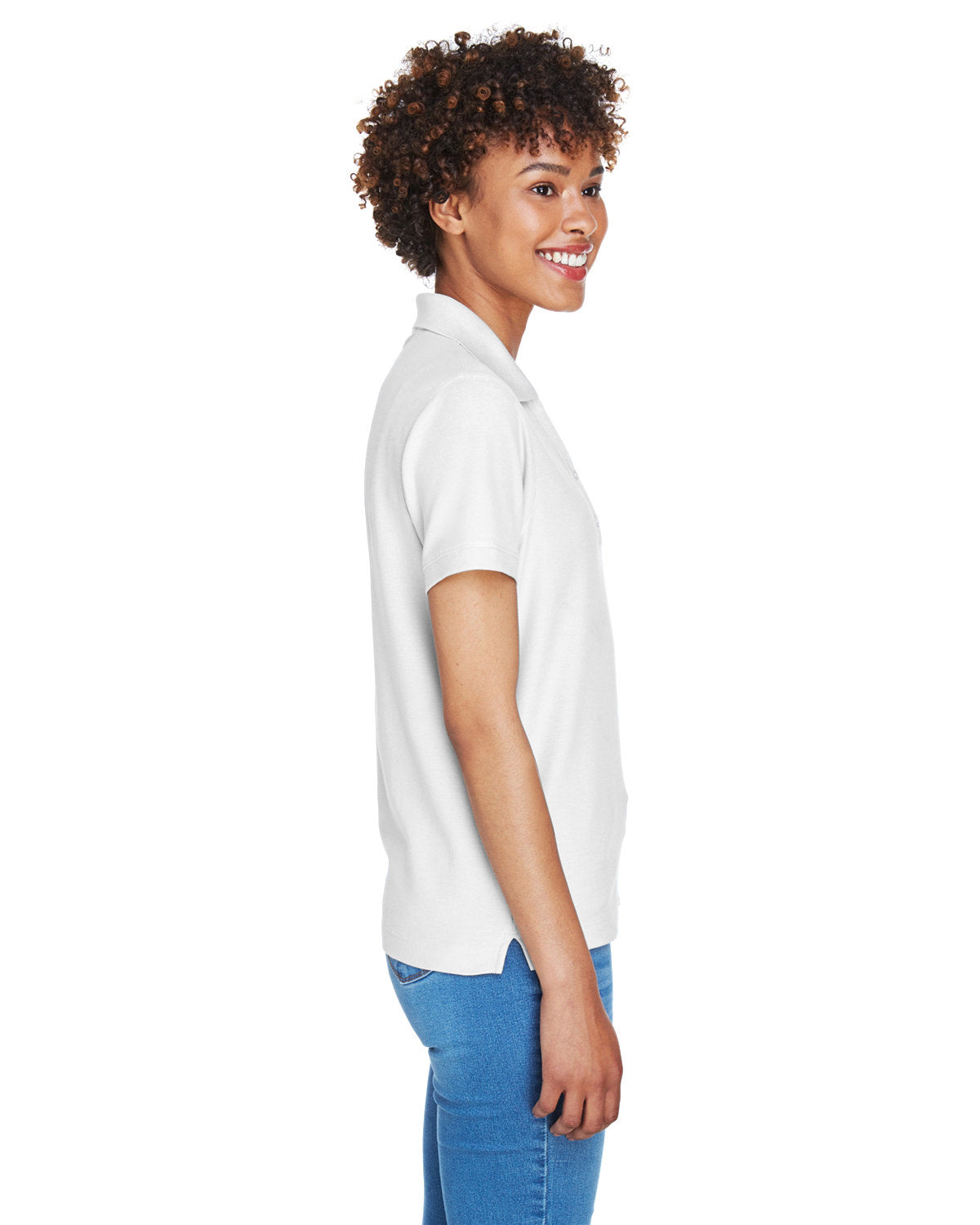 no-logo Devon & Jones Ladies Pima Pique Short-Sleeve Y-Collar Polo-Ladies Polos-Devon&Jones-Thread Logic