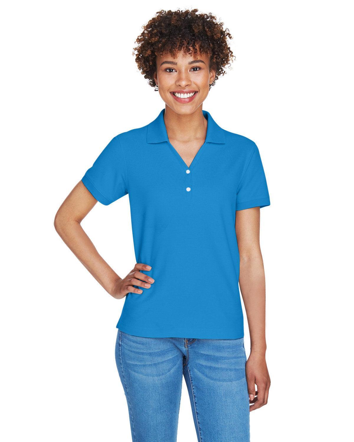 Devon & Jones Ladies Pima Pique Short-Sleeve Y-Collar Polo-Ladies Polos-Devon&Jones-French Blue-S-Thread Logic