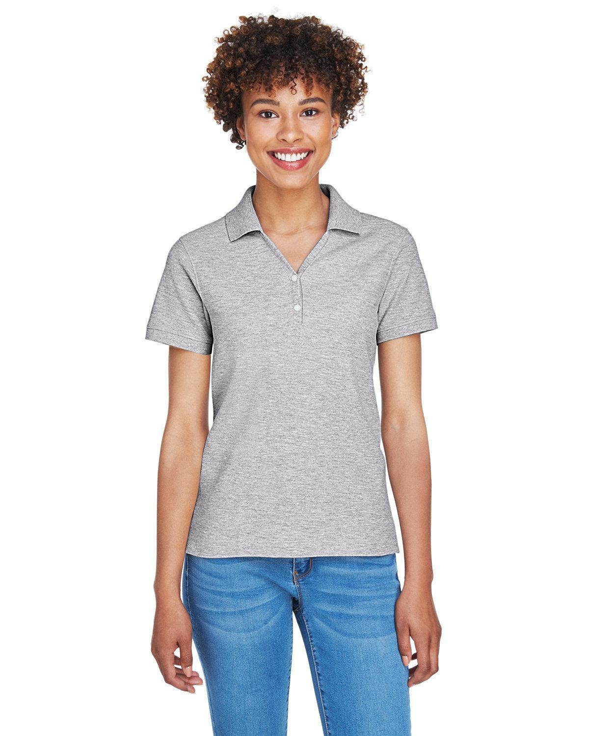 Devon & Jones Ladies Pima Pique Short-Sleeve Y-Collar Polo-Ladies Polos-Devon&Jones-Grey Heather-S-Thread Logic