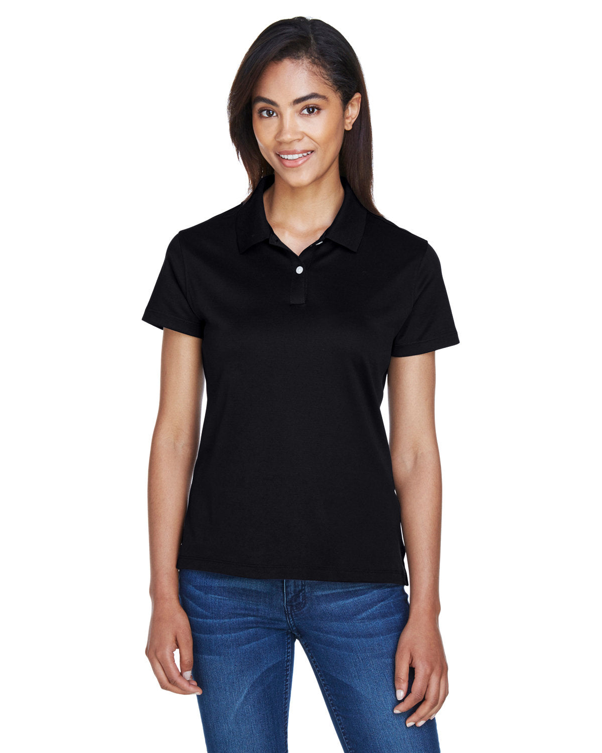 Devon & Jones Ladies Pima-Tech Jet Pique Polo-Ladies Polos-Devon&Jones-Black-S-Thread Logic