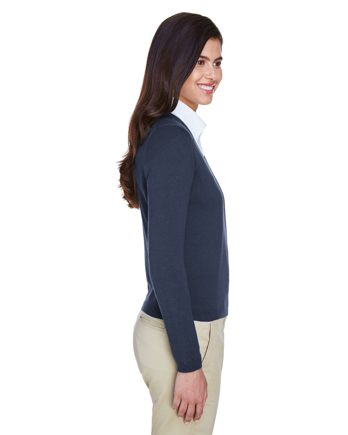 no-logo Devon & Jones Ladies V-Neck Sweater-Ladies Layering-Devon&Jones-Thread Logic
