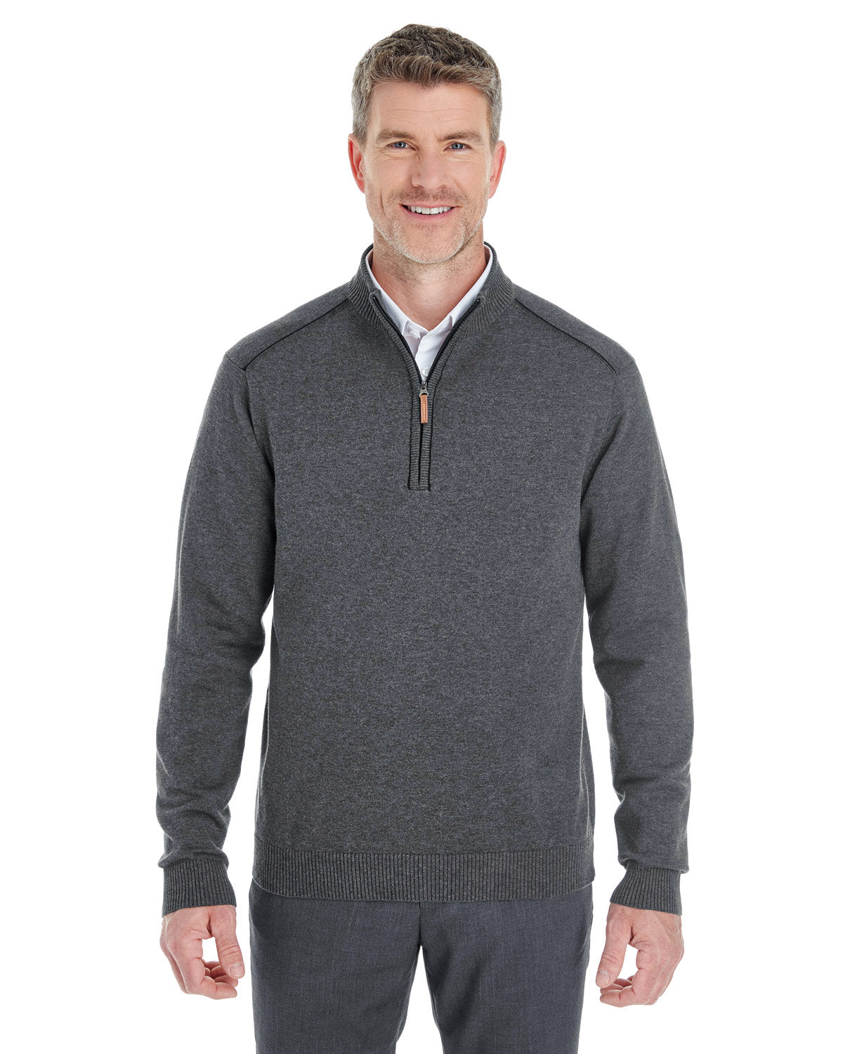 Devon & Jones Manchester Fully-Fashioned Half-Zip Sweater-Men's Layering-Devon&Jones-Dark Grey/Black-S-Thread Logic