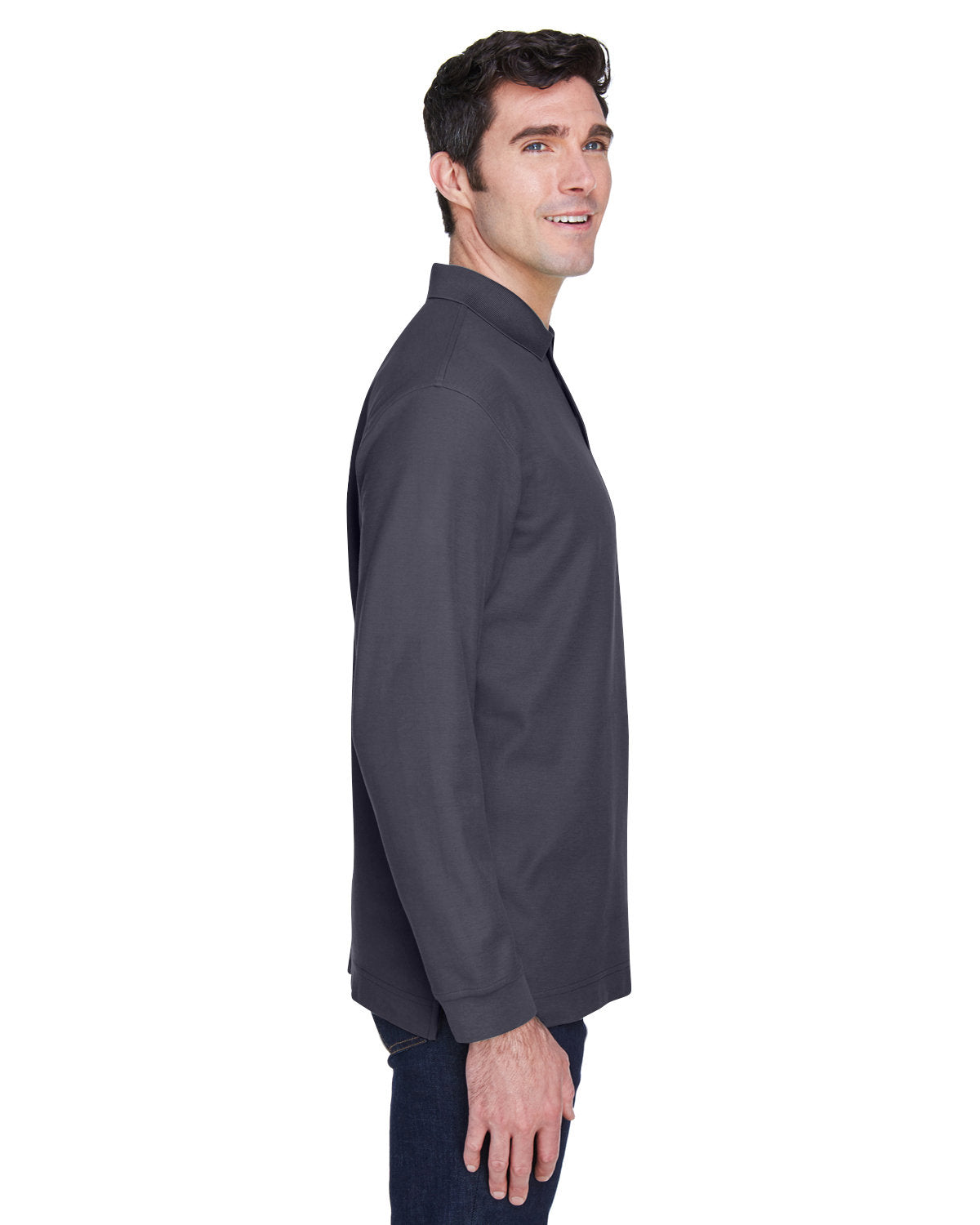 no-logo Devon & Jones Pima Pique Long-Sleeve Polo-Men's Polos-Devon&Jones-Thread Logic