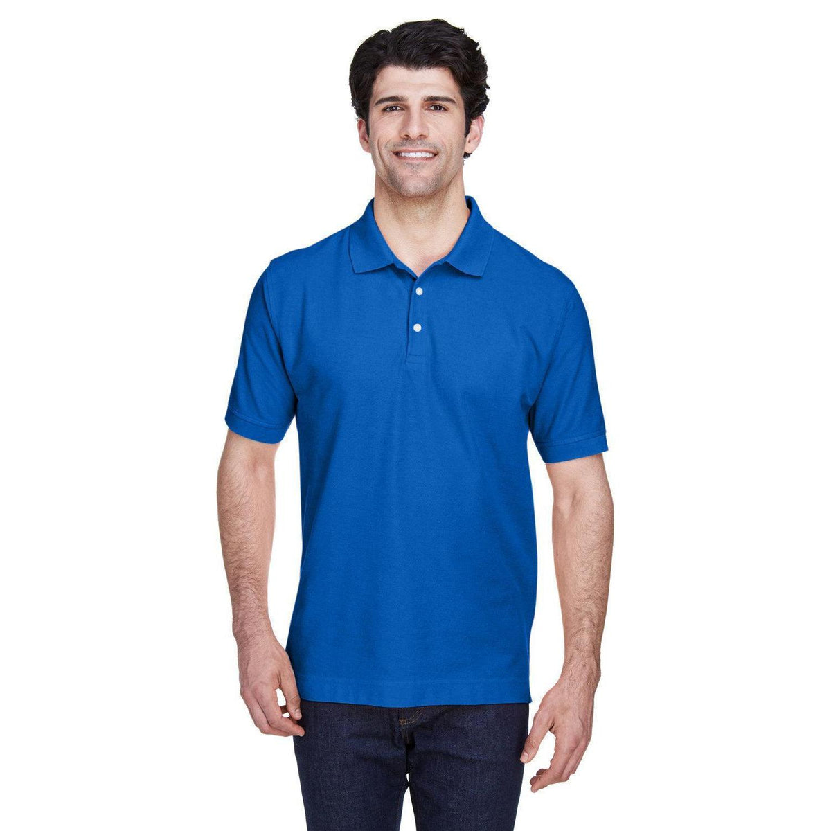no-logo Devon & Jones Pima Pique Short-Sleeve Polo-Men's Polos-Devon&Jones-French Blue-S-Thread Logic
