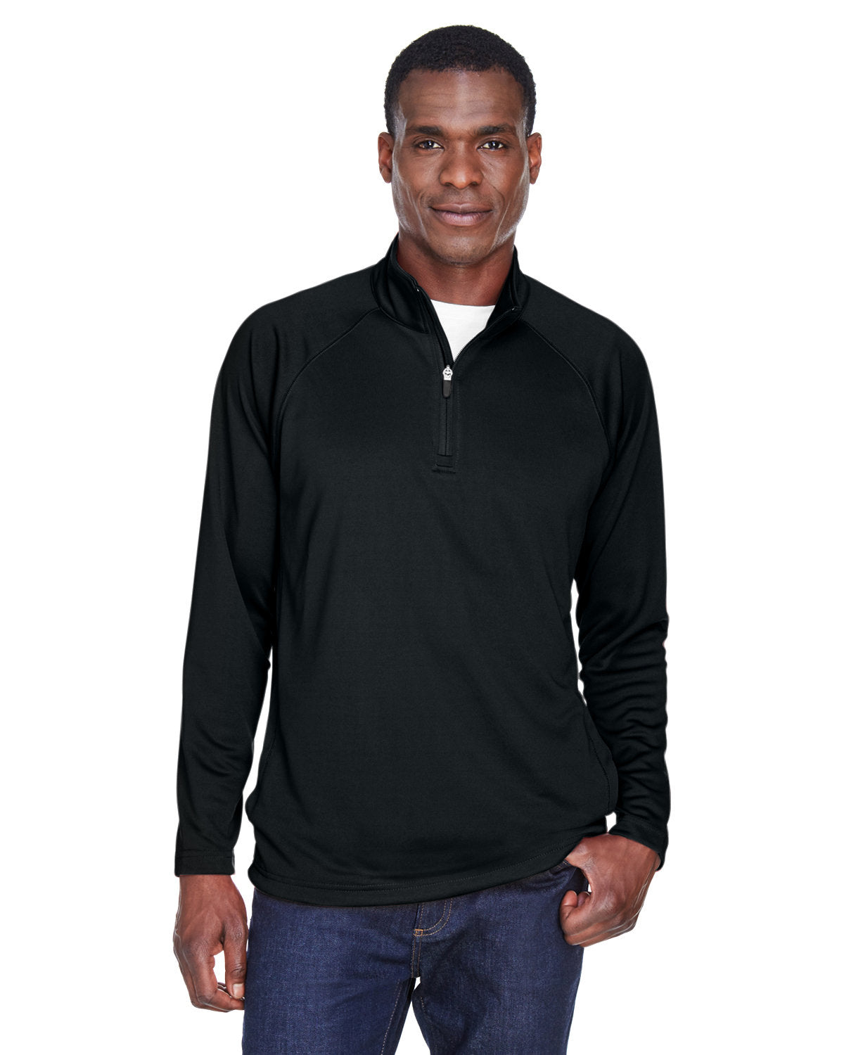 Devon & Jones Stretch Tech-Shell Compass Quarter-Zip-Men's Layering-Devon&Jones-Black-S-Thread Logic