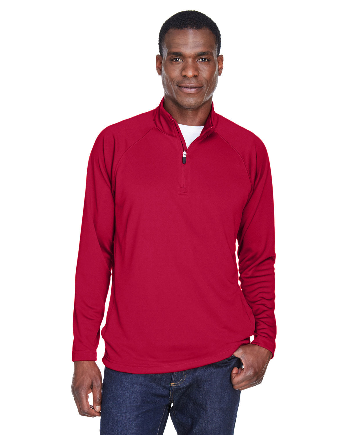 Devon & Jones Stretch Tech-Shell Compass Quarter-Zip-Men's Layering-Devon&Jones-Red-S-Thread Logic