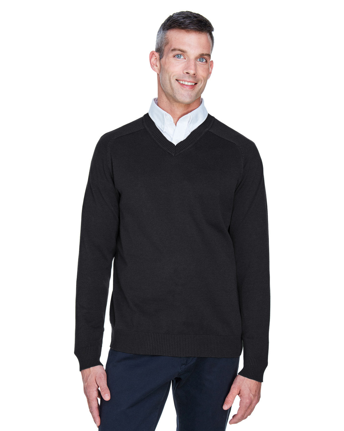 Devon & Jones V-Neck Sweater-Men's Layering-Devon&Jones-Black-S-Thread Logic