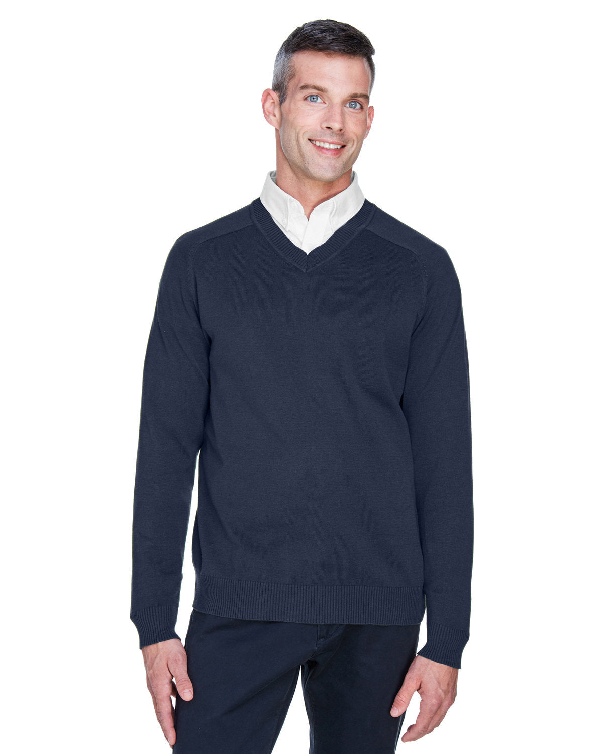 Devon & Jones V-Neck Sweater-Men's Layering-Devon&Jones-Navy-S-Thread Logic