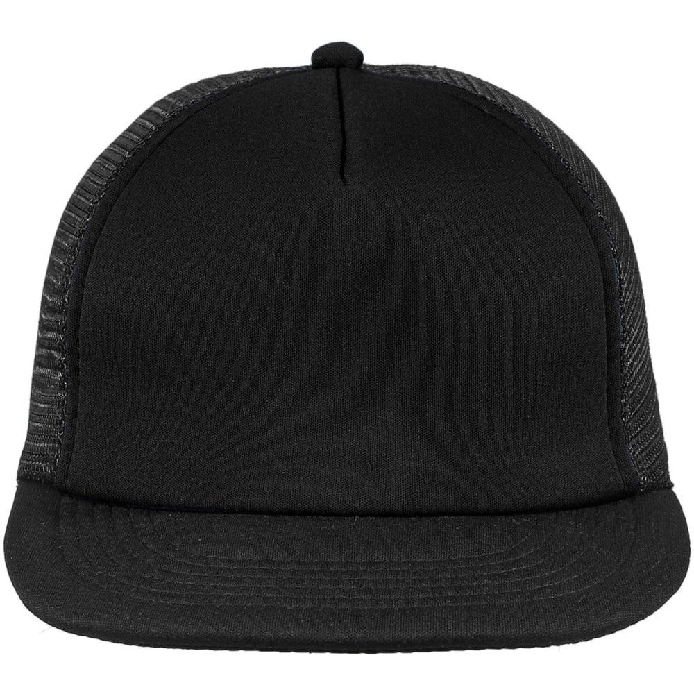 no-logo District Flat Bill Snapback Trucker Cap-Regular-District-Black-OSFA-Thread Logic