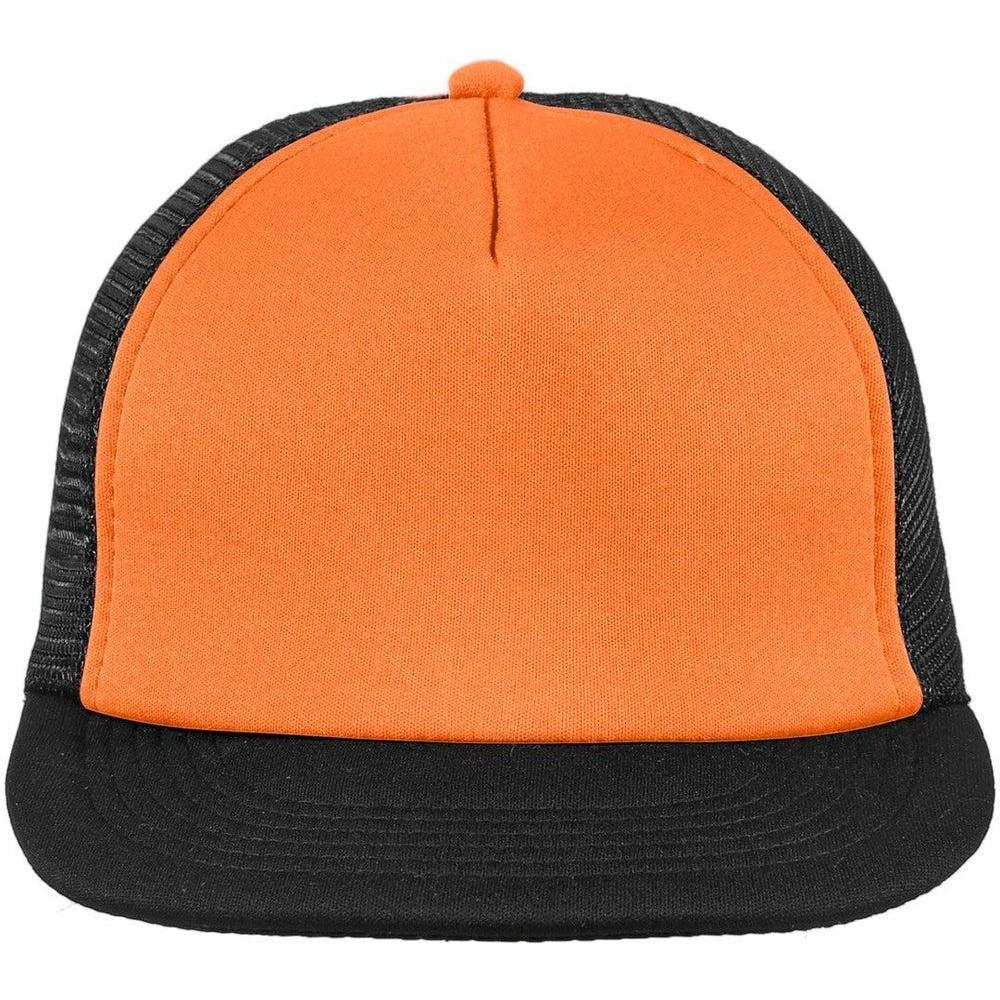 no-logo District Flat Bill Snapback Trucker Cap-Regular-District-Neon Orange-OSFA-Thread Logic