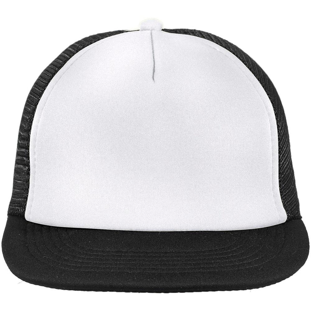 no-logo District Flat Bill Snapback Trucker Cap-Regular-District-White-OSFA-Thread Logic