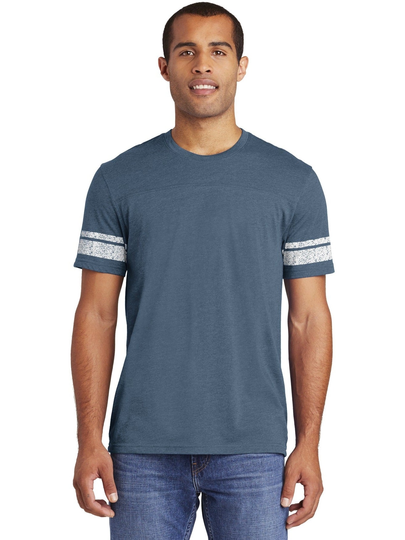 No-Logo CLOSEOUT - District Game Tee-Polos-District-Heathered True Navy/White-S-Thread Logic