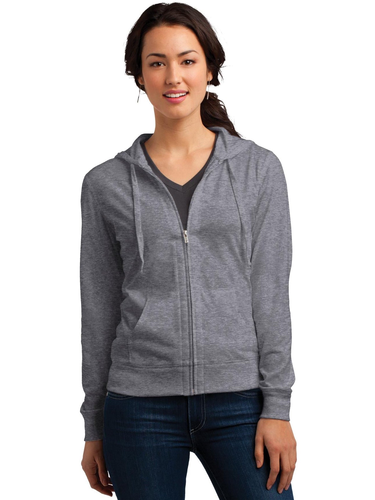 no-logo District Ladies Fitted Jersey Full-Zip Hoodie-Regular-District-Thread Logic