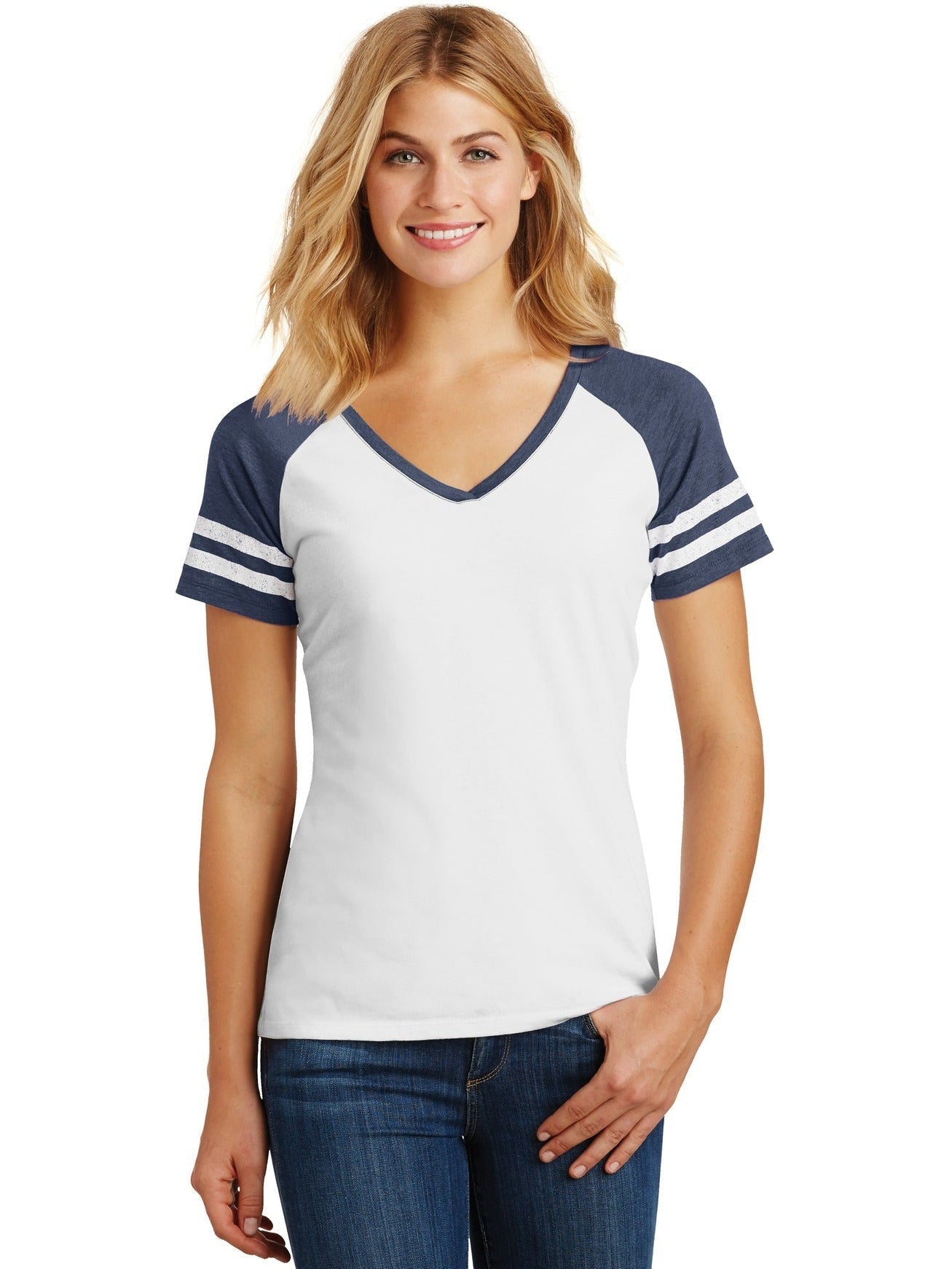 no-logo District Ladies Game V-Neck Tee-Regular-District-Thread Logic