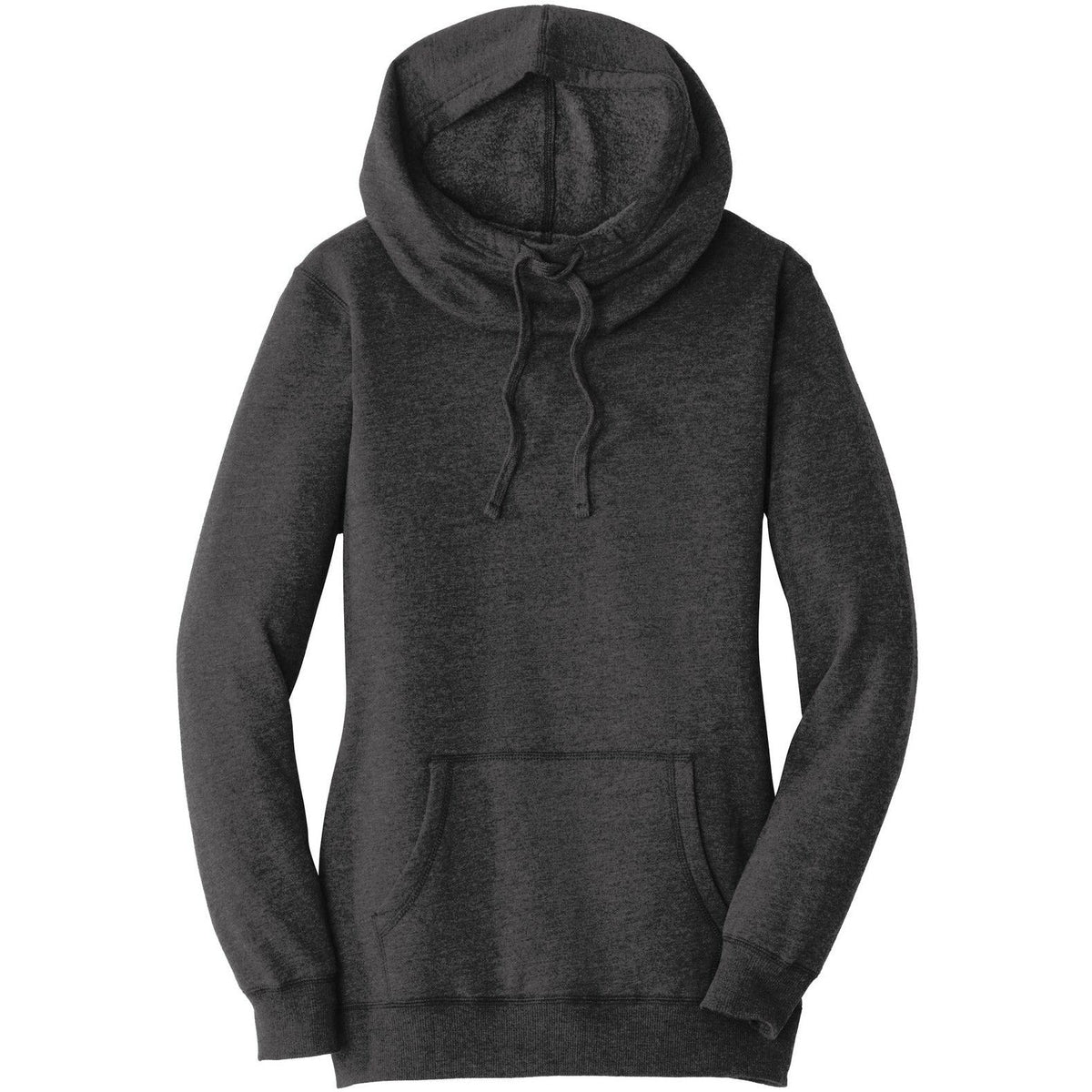 no-logo District Women's Lightweight Fleece Hoodie-Hoodies-District-Heathered Black-XS-Thread Logic