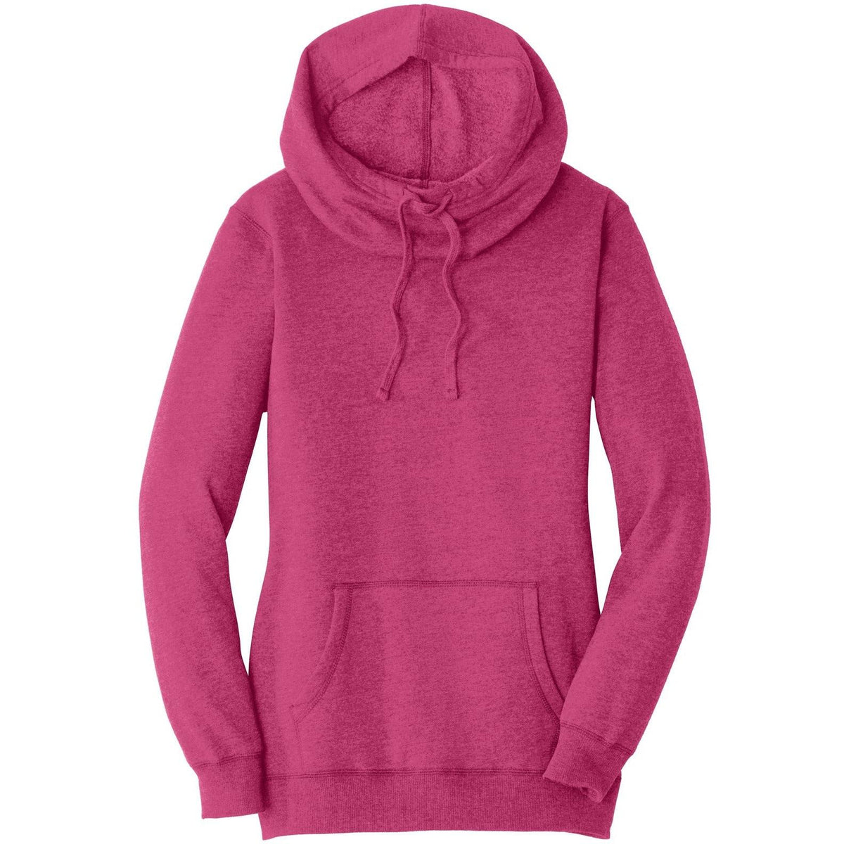 no-logo District Women's Lightweight Fleece Hoodie-Hoodies-District-Heathered Pink Azalea-XS-Thread Logic