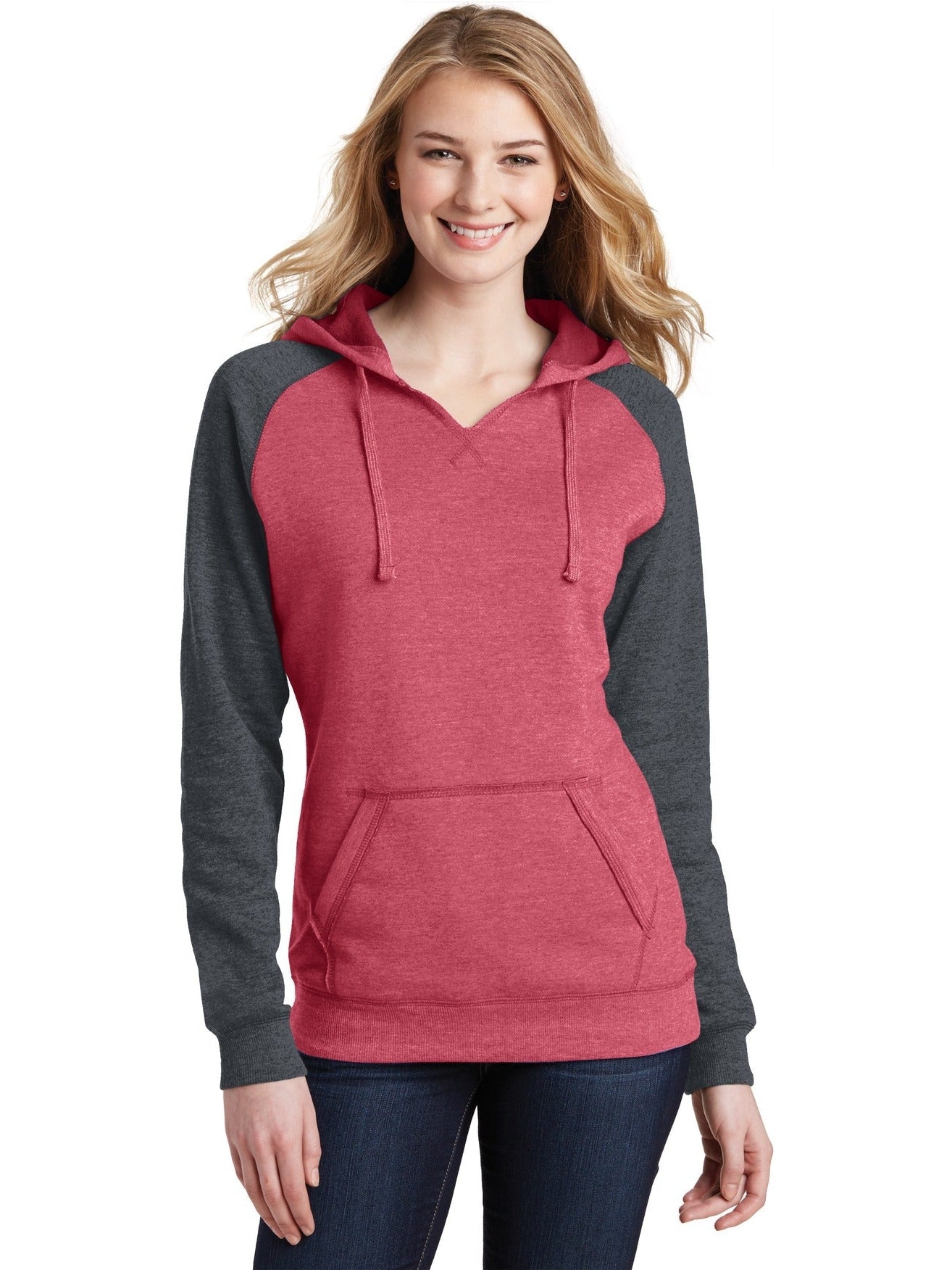 no-logo District Ladies Lightweight Fleece Raglan Hoodie-Regular-District-Thread Logic