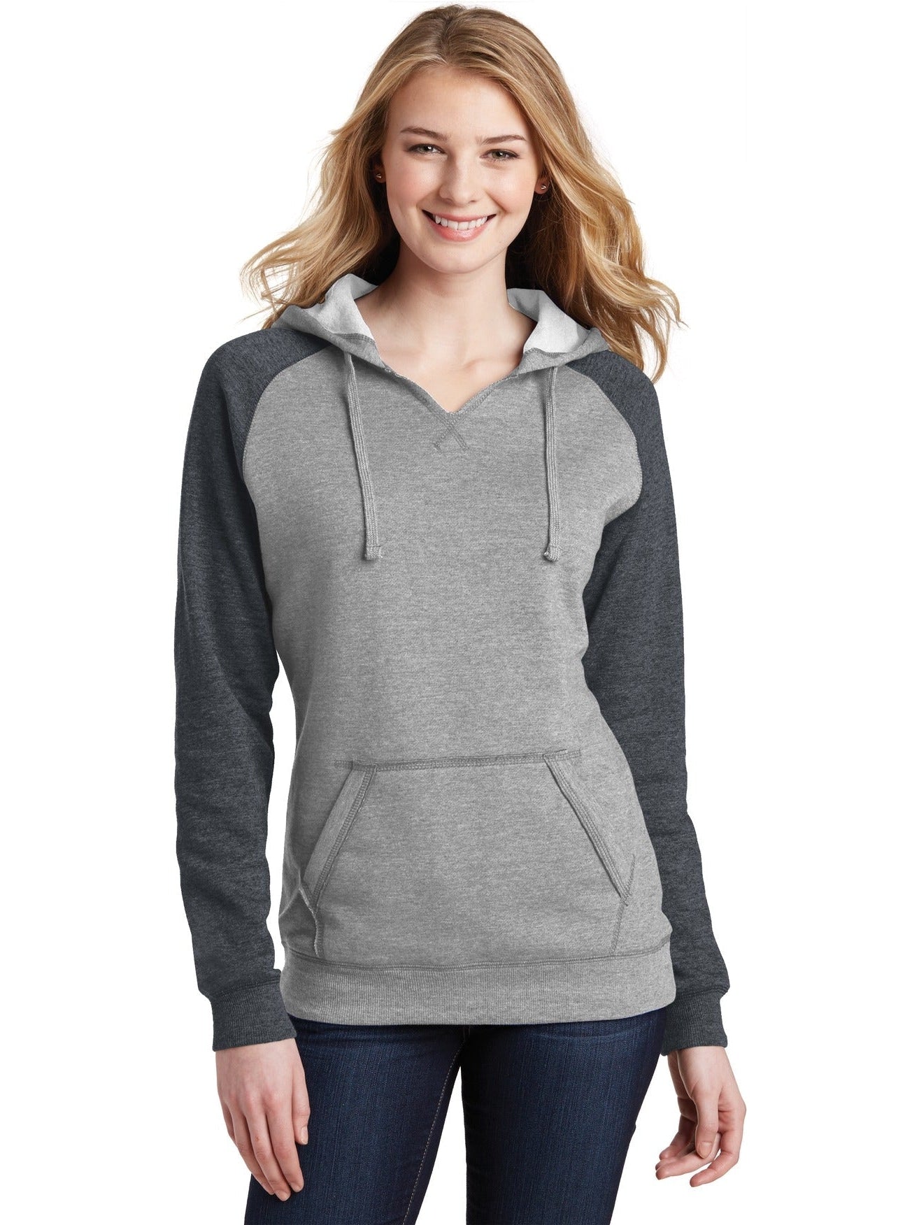 no-logo District Ladies Lightweight Fleece Raglan Hoodie-Regular-District-Thread Logic