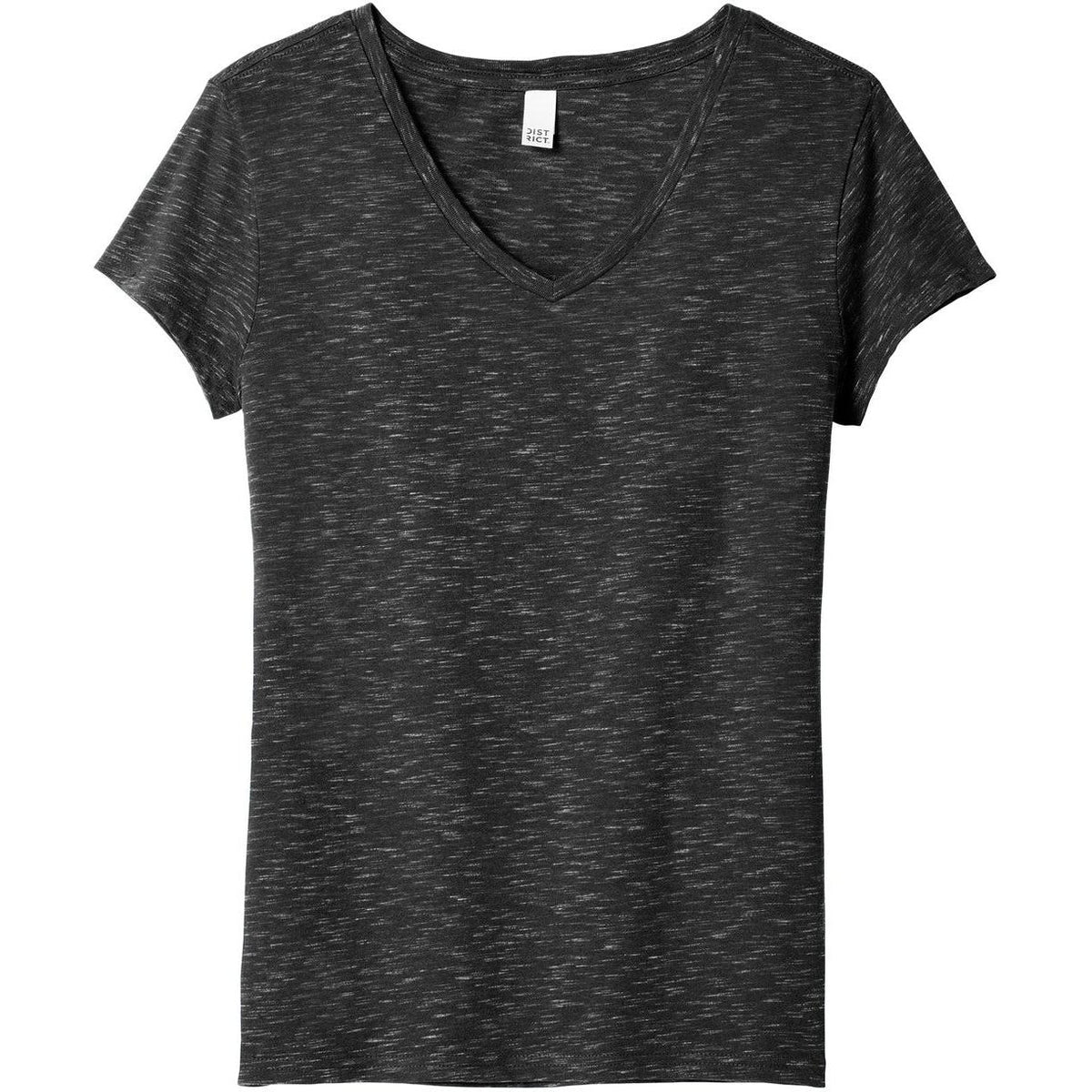 no-logo CLOSEOUT - District Ladies Medal V-Neck Tee-Polos-District-Black-XS-Thread Logic