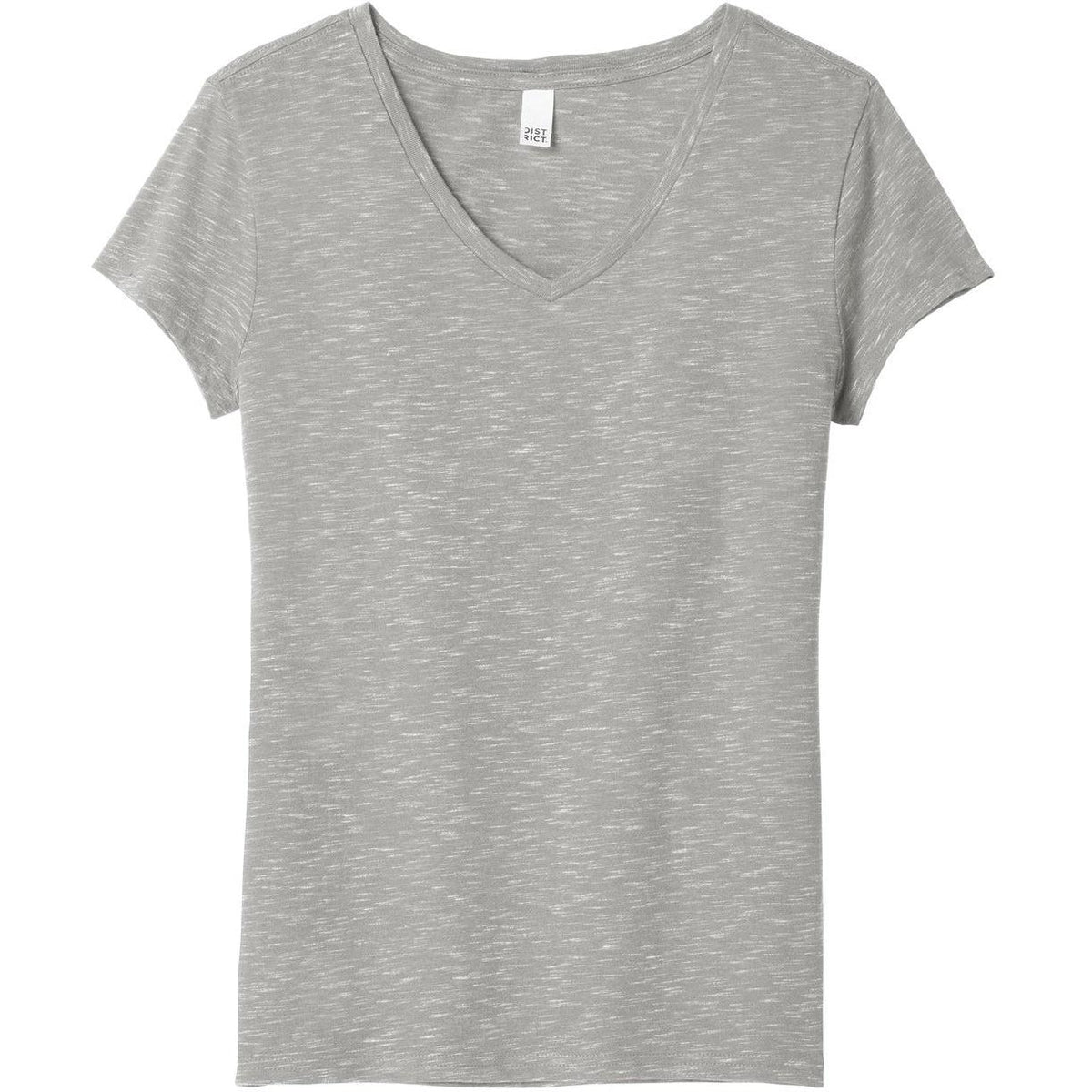 no-logo CLOSEOUT - District Ladies Medal V-Neck Tee-Polos-District-Light Grey-XS-Thread Logic