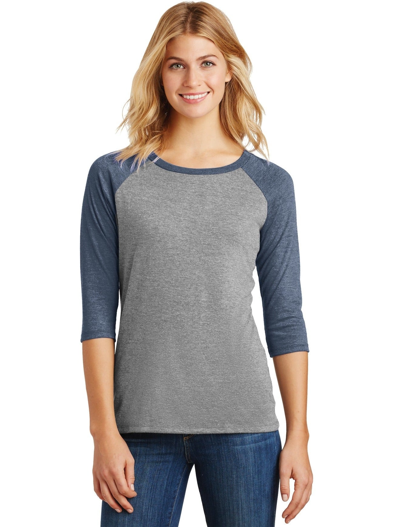 no-logo District Ladies Perfect Tri 3/4-Sleeve Raglan-Regular-District-Thread Logic