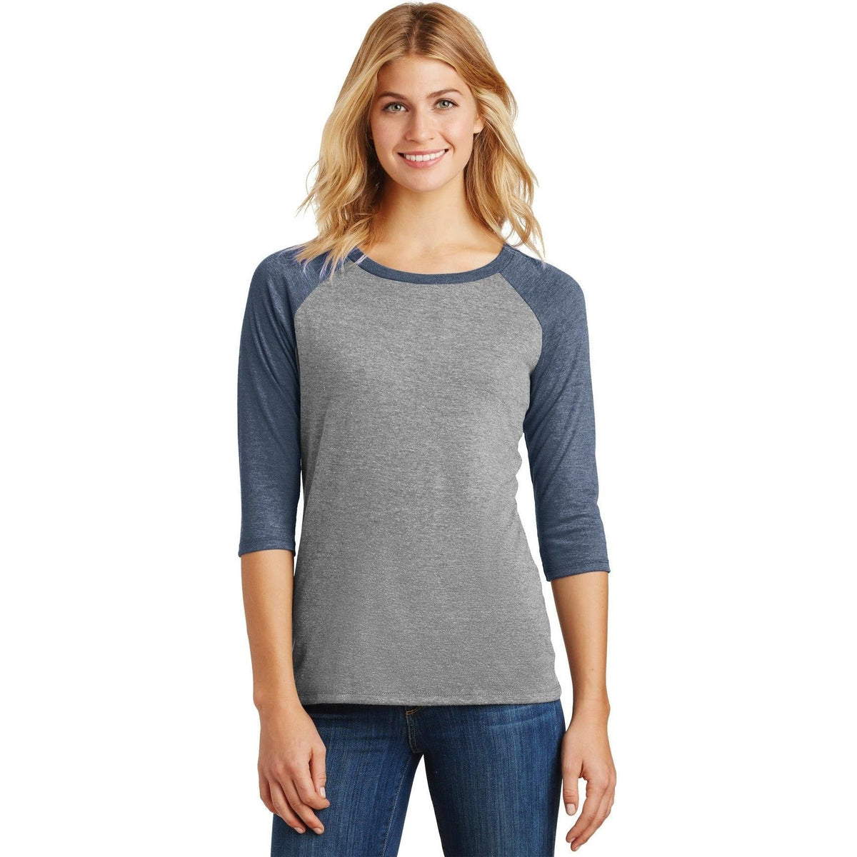 no-logo District Women's Perfect Tri 3/4-Sleeve Raglan-Regular-District-Thread Logic