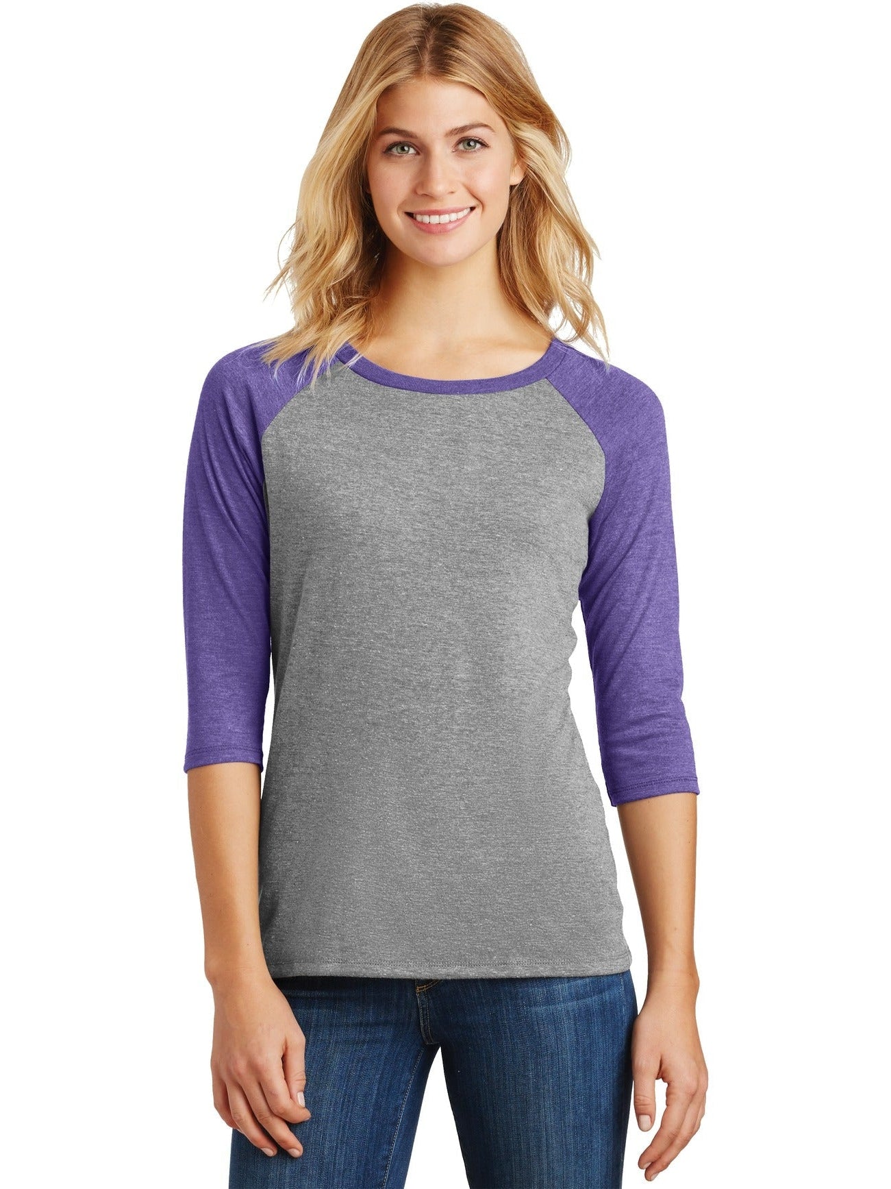 no-logo District Ladies Perfect Tri 3/4-Sleeve Raglan-Regular-District-Thread Logic
