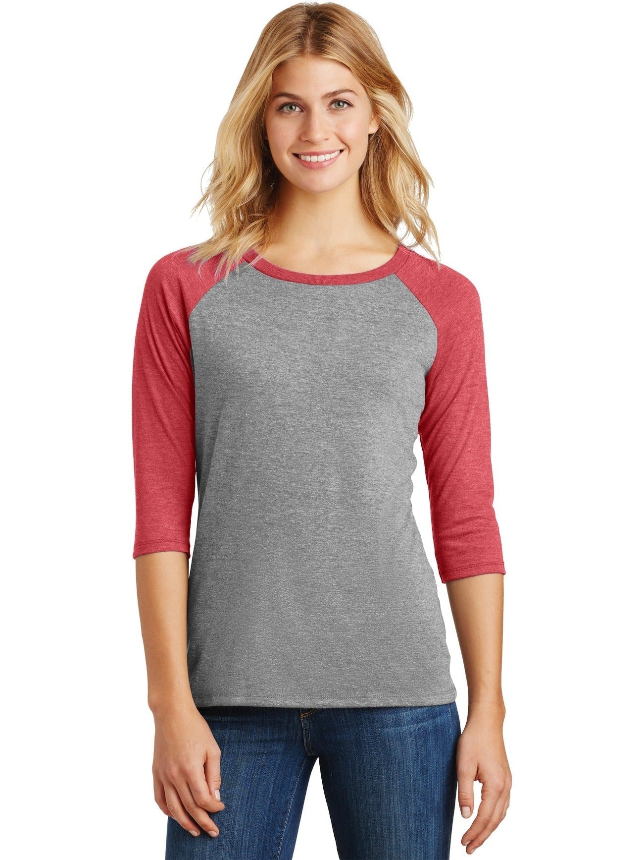 no-logo District Ladies Perfect Tri 3/4-Sleeve Raglan-Regular-District-Thread Logic