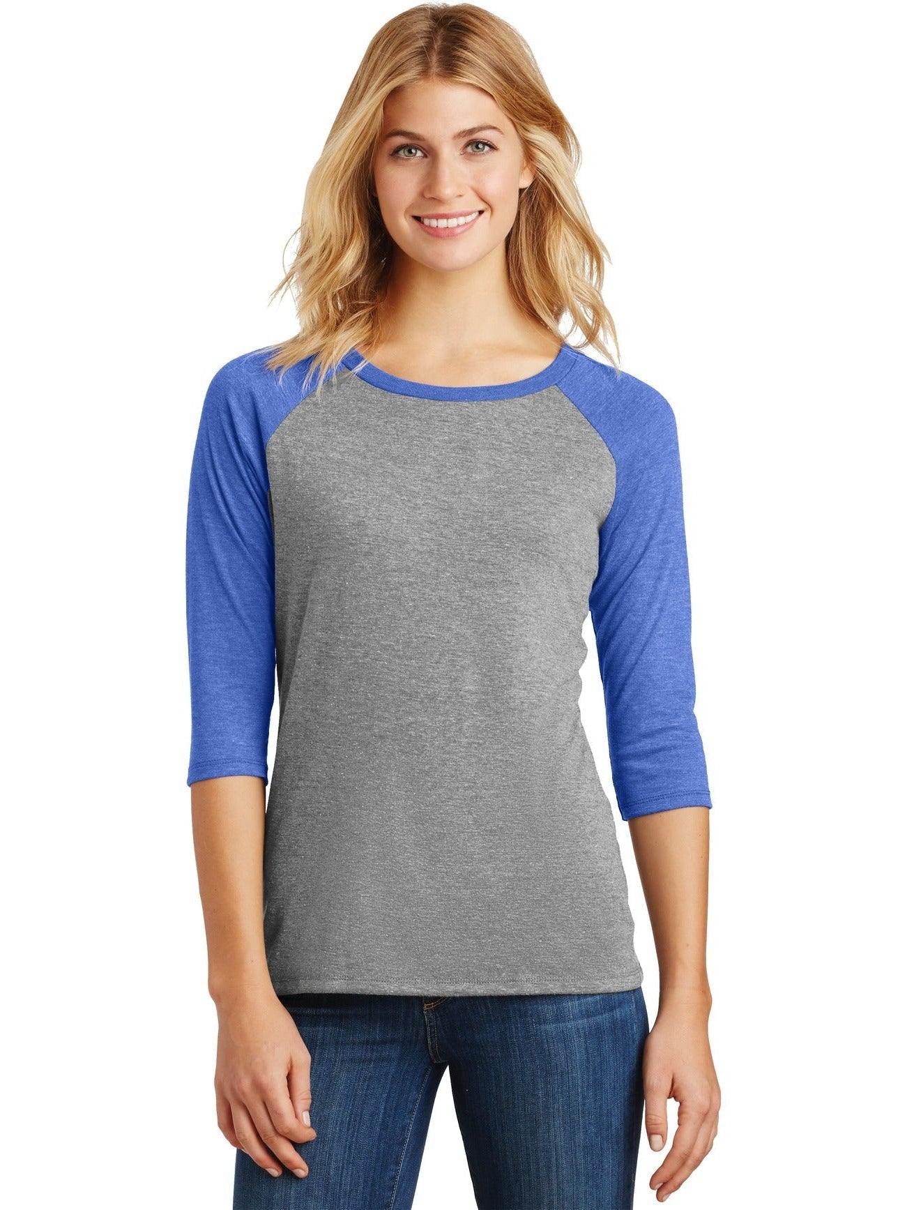 no-logo District Ladies Perfect Tri 3/4-Sleeve Raglan-Regular-District-Thread Logic