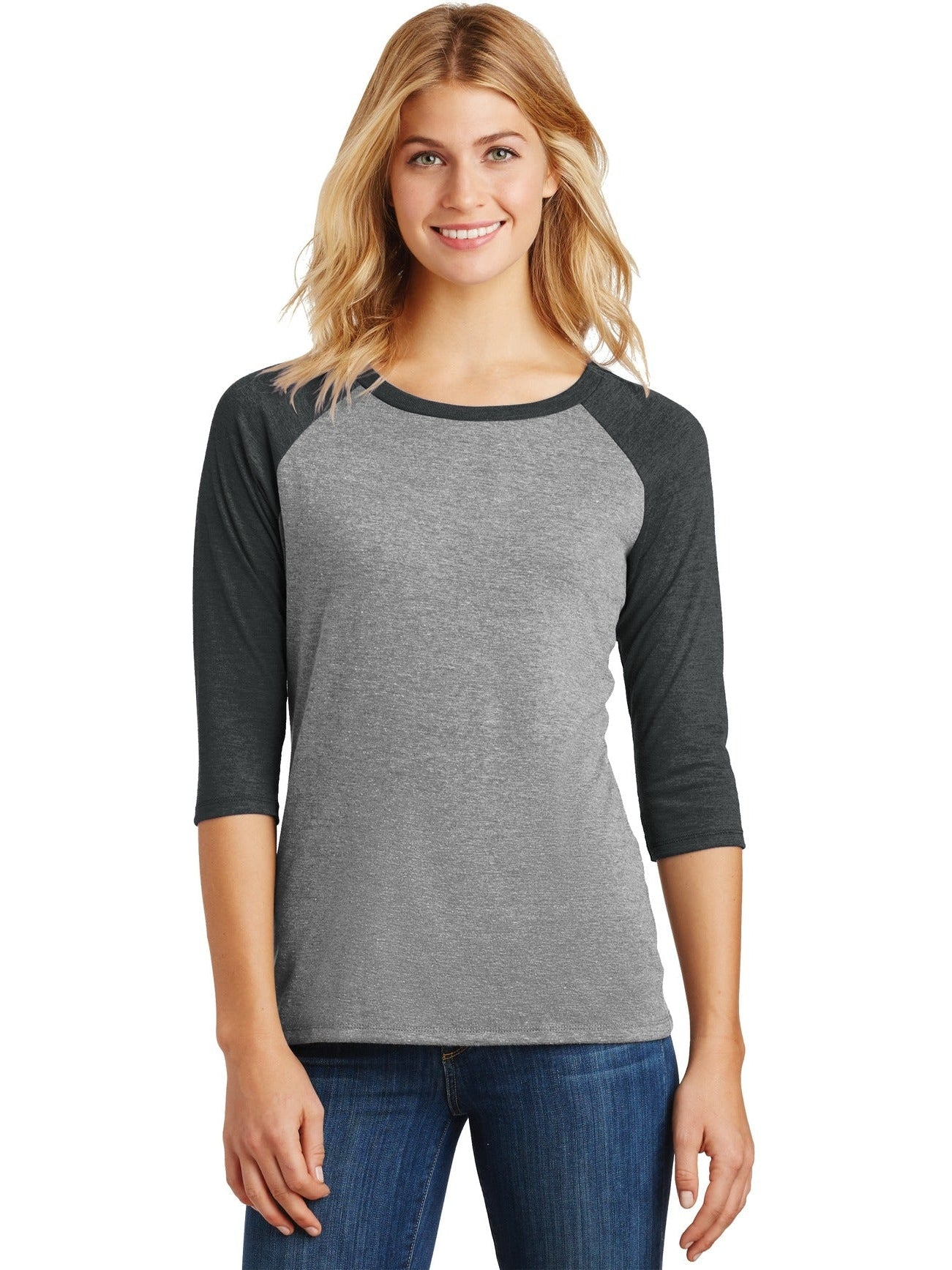 no-logo District Ladies Perfect Tri 3/4-Sleeve Raglan-Regular-District-Thread Logic