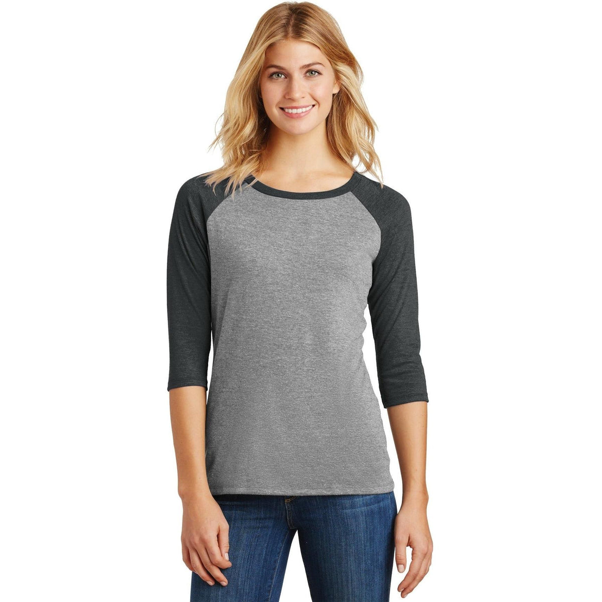 no-logo District Women's Perfect Tri 3/4-Sleeve Raglan-Regular-District-Thread Logic