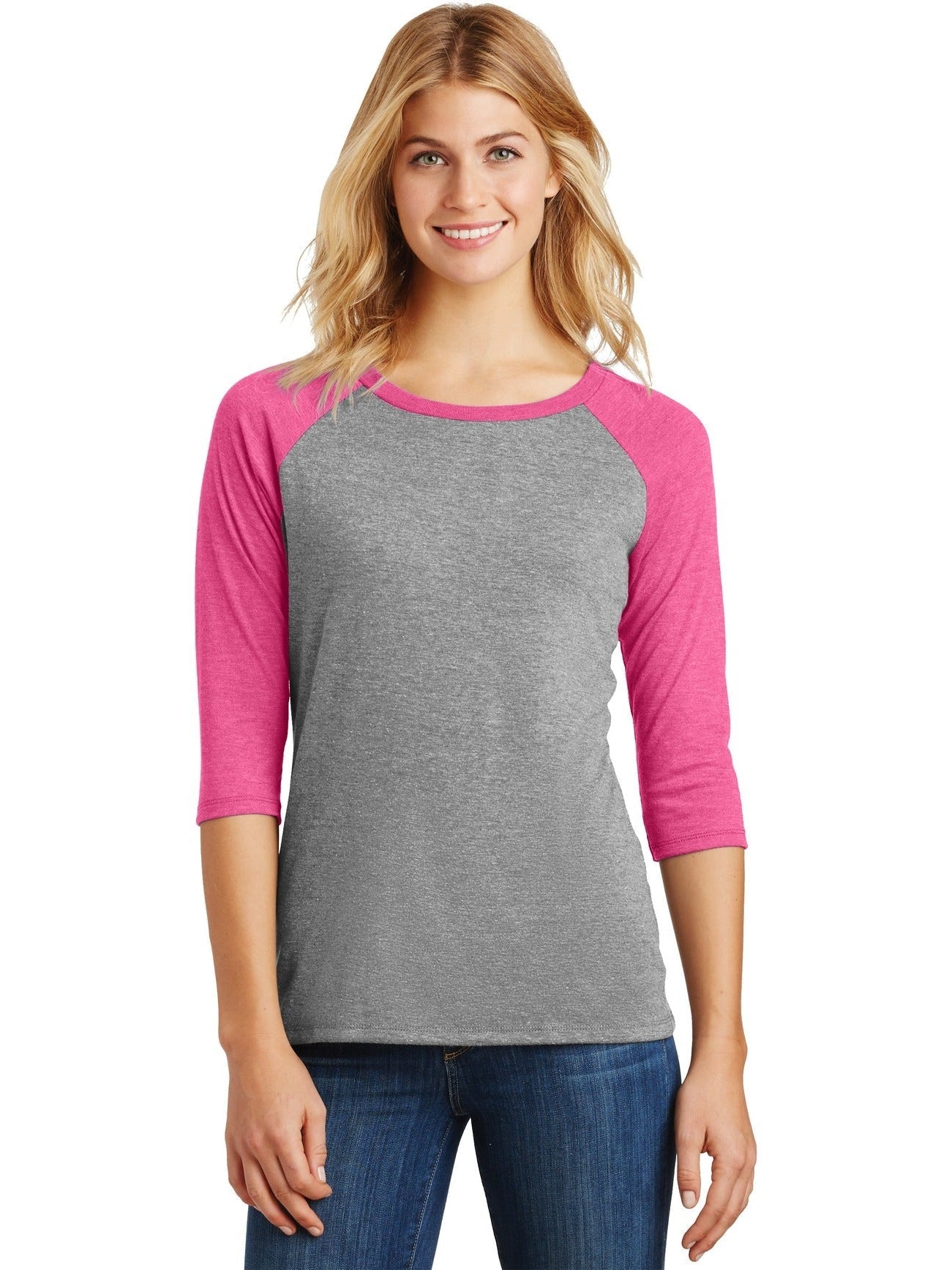 no-logo District Ladies Perfect Tri 3/4-Sleeve Raglan-Regular-District-Thread Logic