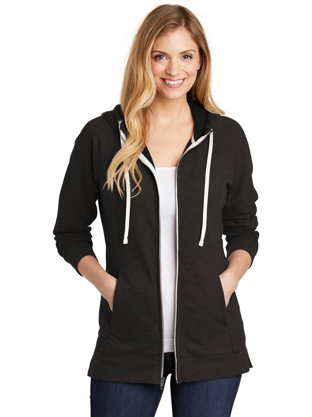 no-logo District Ladies Perfect Tri French Terry Full-Zip Hoodie-Regular-District-Thread Logic