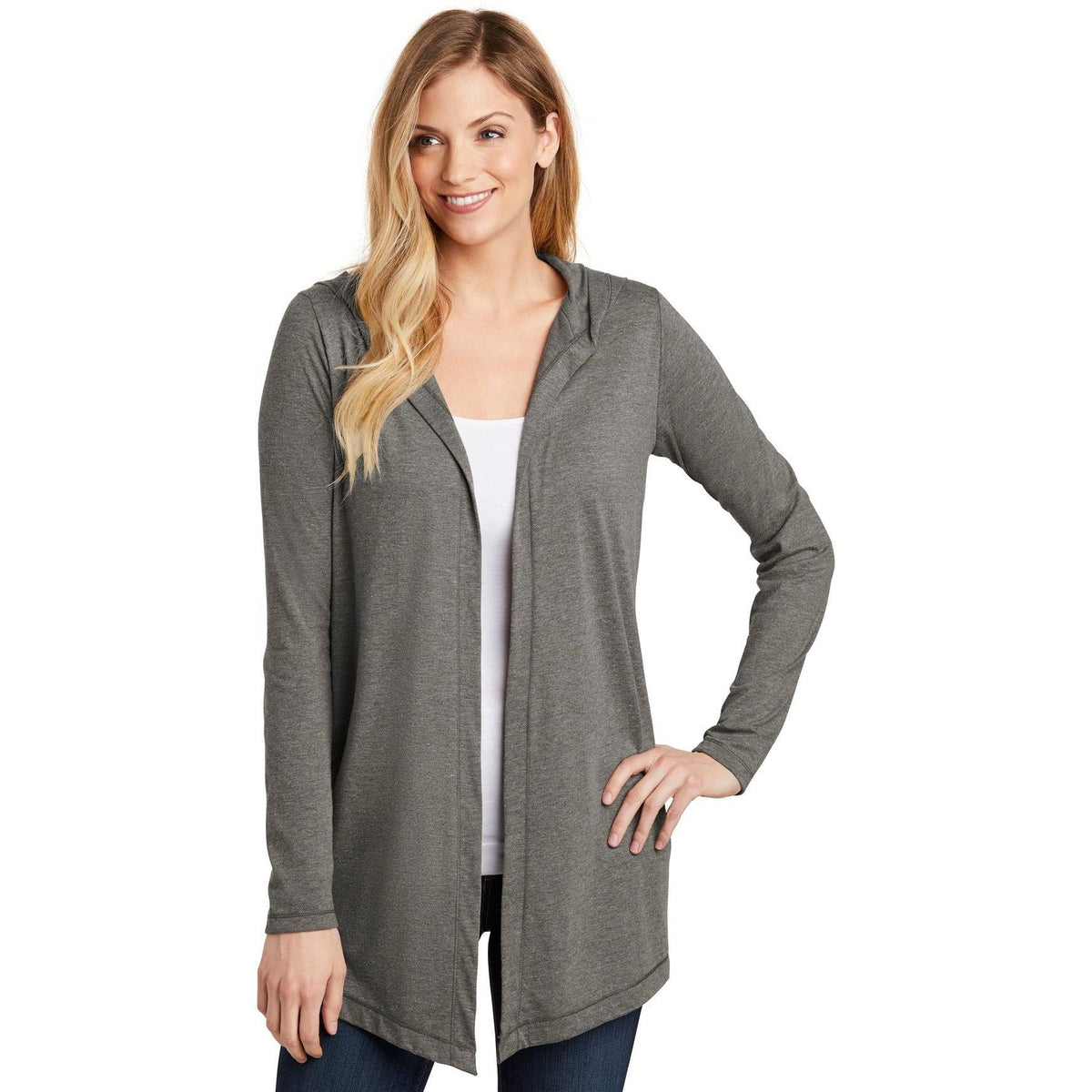 no-logo District Women's Perfect Tri Hooded Cardigan-Sweaters-District-Thread Logic