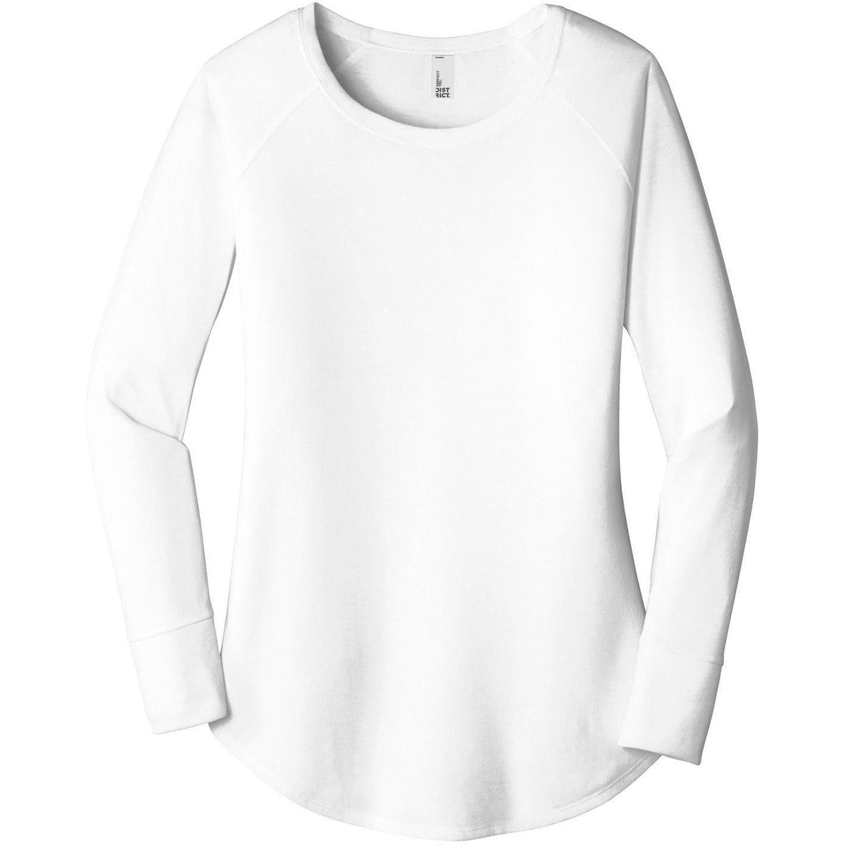no-logo District Women's Perfect Tri Long Sleeve Tunic Tee-Regular-District-White-XS-Thread Logic