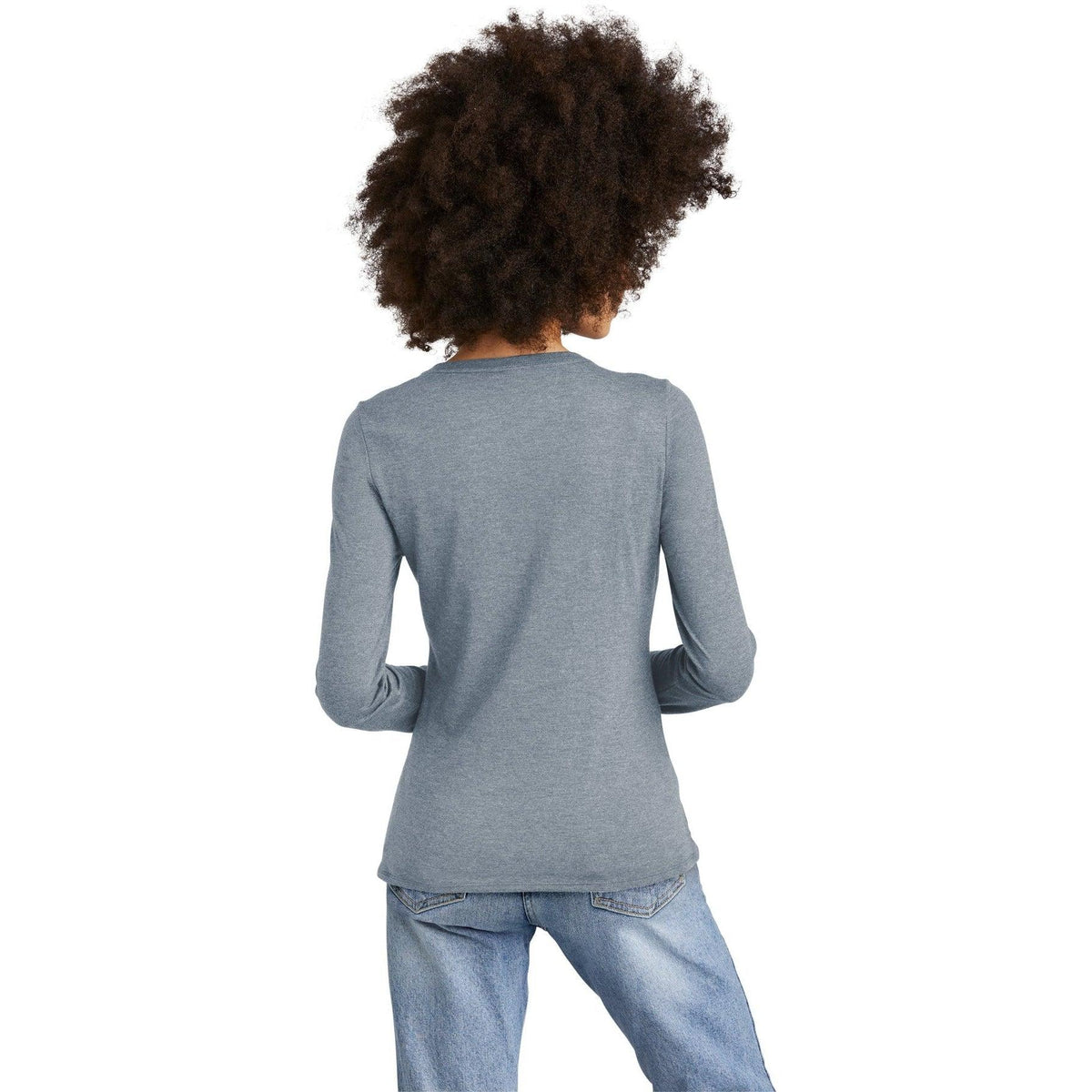 no-logo District Ladies Perfect Tri Long Sleeve V-Neck Tee-Regular-District-Thread Logic