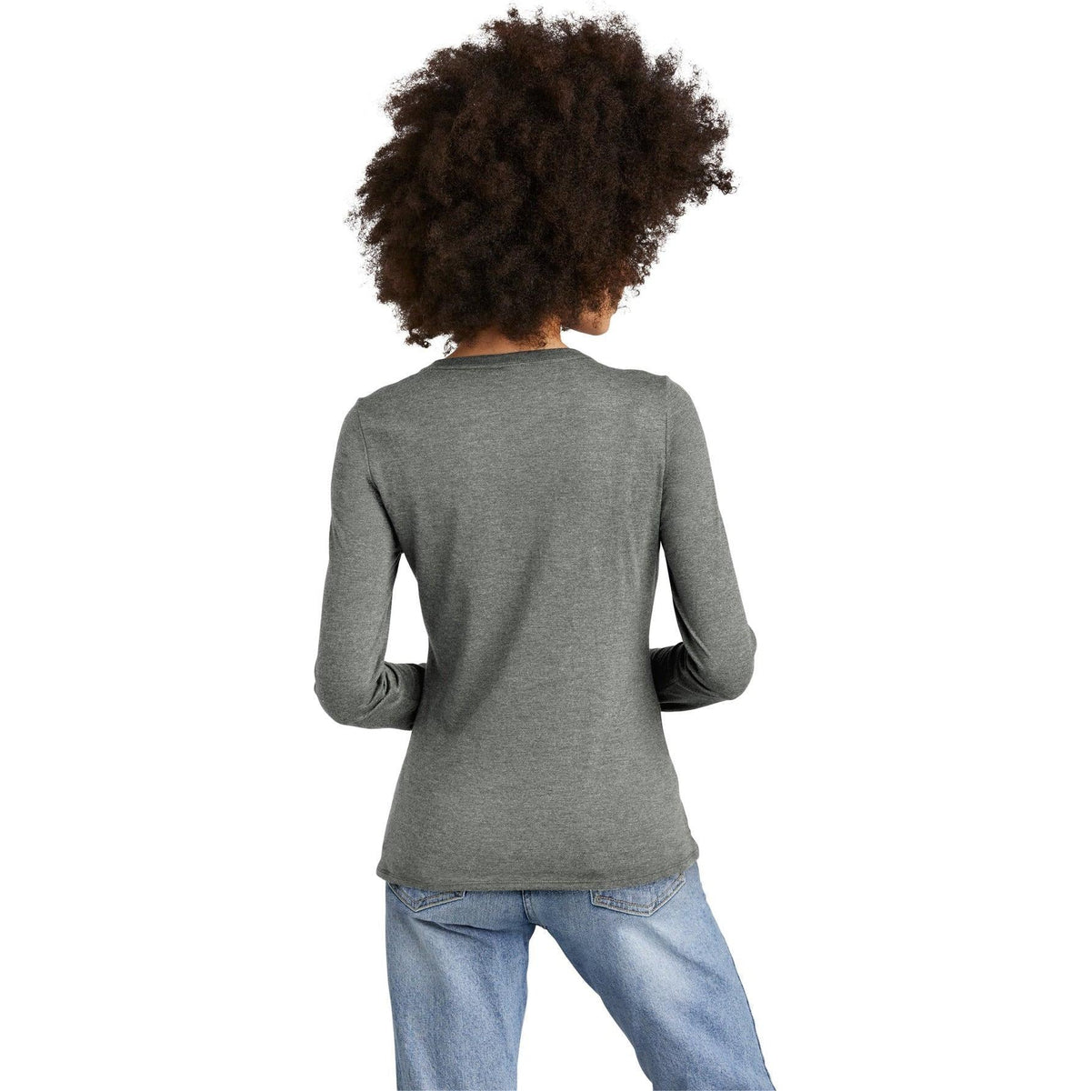 no-logo District Ladies Perfect Tri Long Sleeve V-Neck Tee-Regular-District-Thread Logic