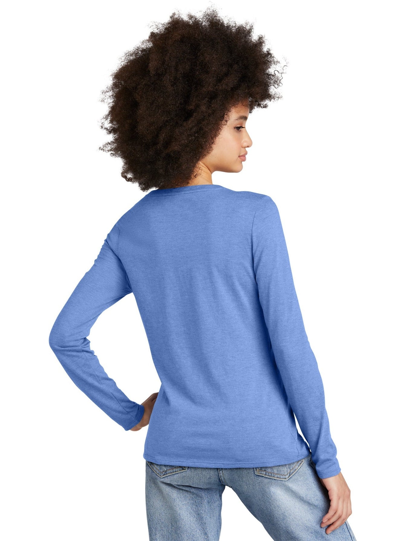 no-logo District Ladies Perfect Tri Long Sleeve V-Neck Tee-Regular-District-Thread Logic