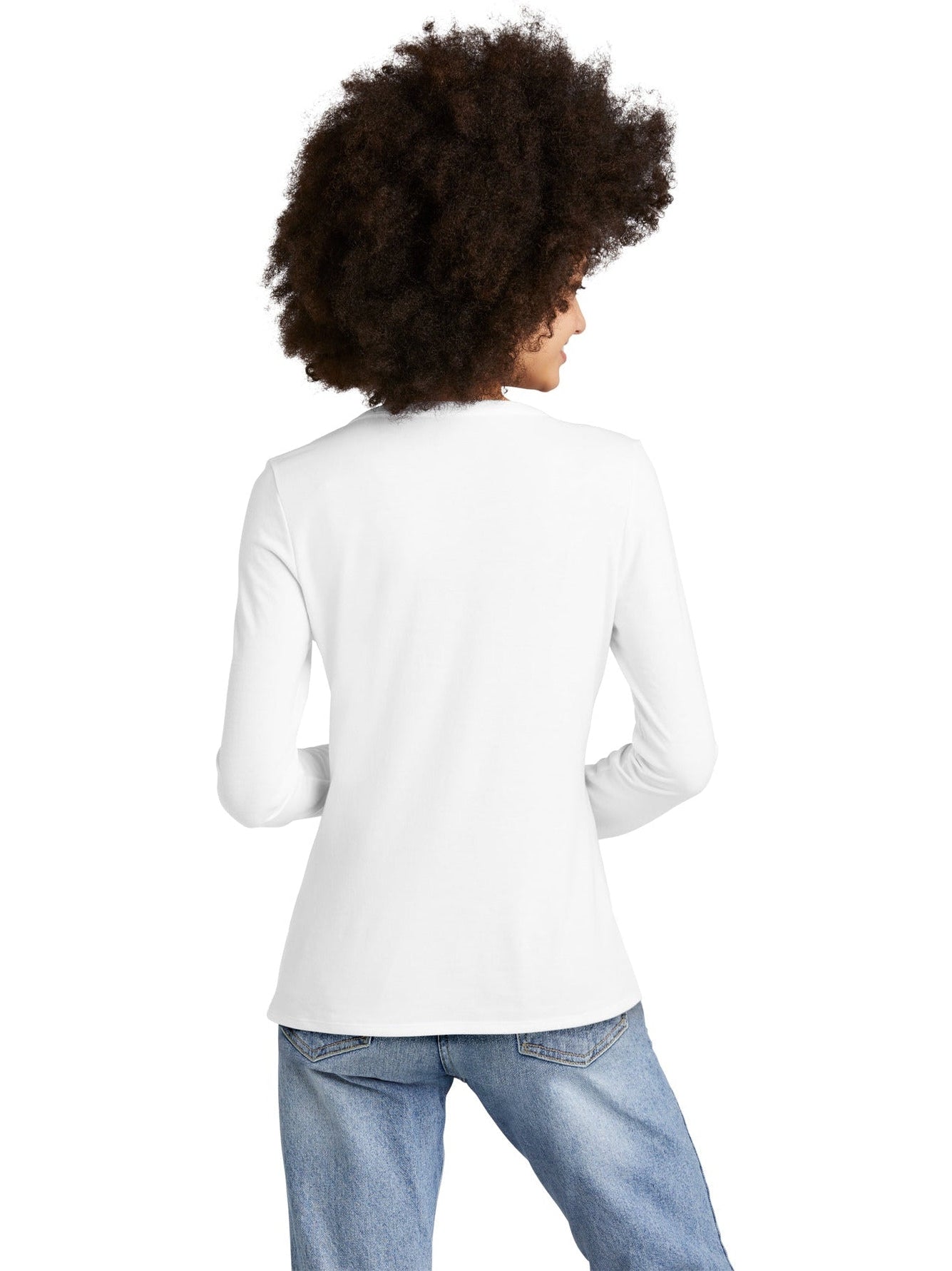 no-logo District Ladies Perfect Tri Long Sleeve V-Neck Tee-Regular-District-Thread Logic