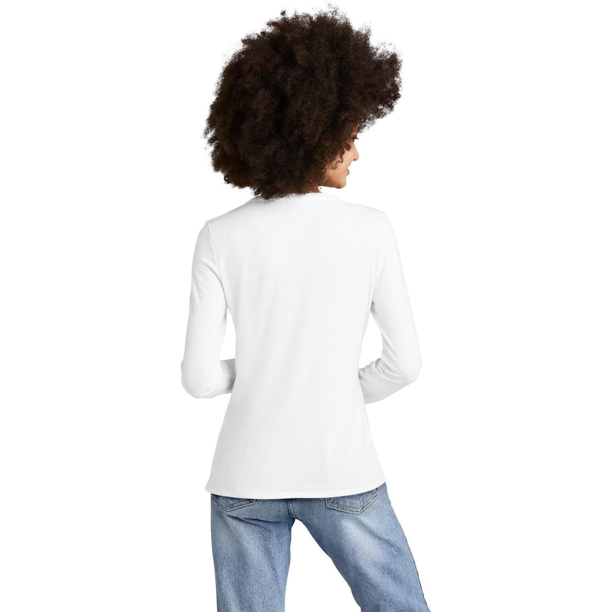 no-logo District Ladies Perfect Tri Long Sleeve V-Neck Tee-Regular-District-Thread Logic