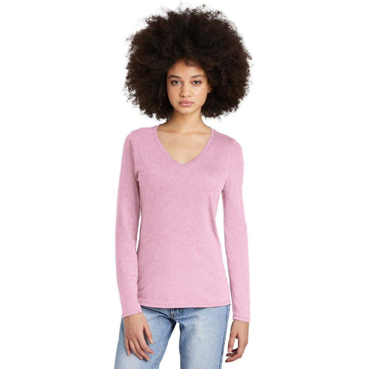 no-logo District Ladies Perfect Tri Long Sleeve V-Neck Tee-Regular-District-Thread Logic