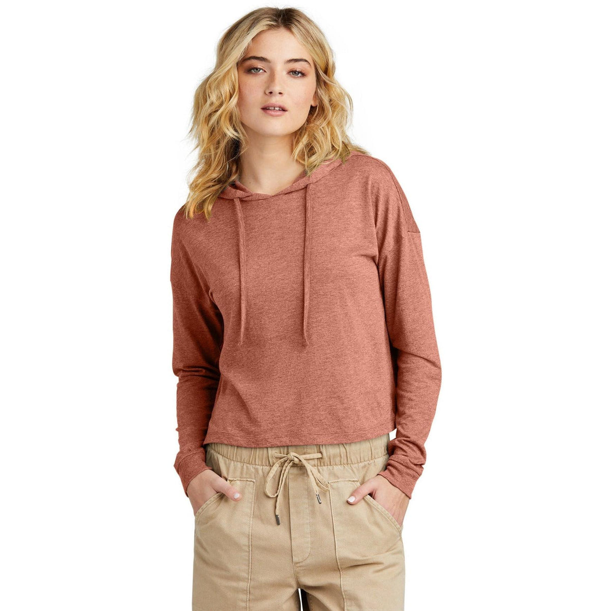 no-logo District Ladies Perfect Tri Midi Long Sleeve Hoodie-New-District-Thread Logic