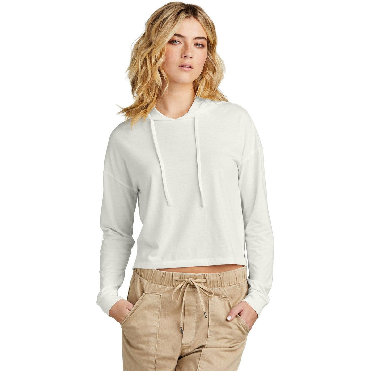 no-logo District Ladies Perfect Tri Midi Long Sleeve Hoodie-New-District-Thread Logic