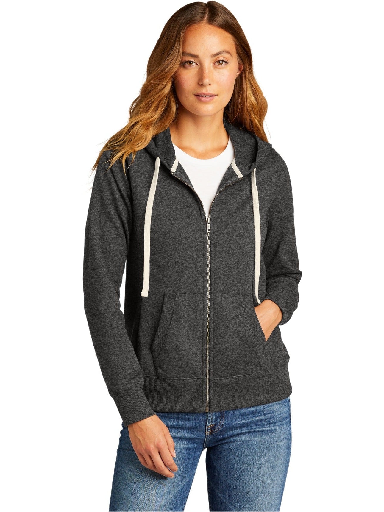 no-logo District Ladies Re-Fleece Full-Zip Hoodie-Regular-District-Thread Logic