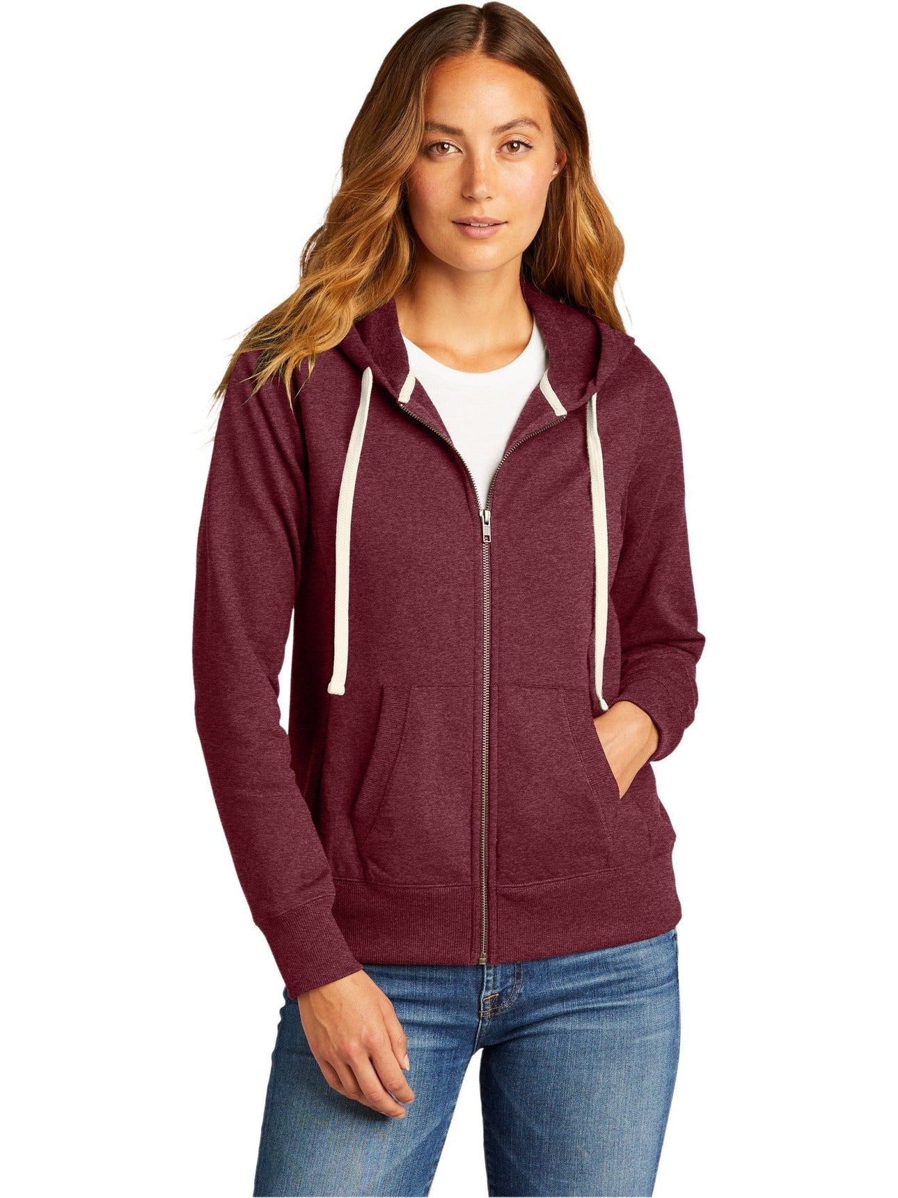 no-logo District Ladies Re-Fleece Full-Zip Hoodie-Regular-District-Thread Logic