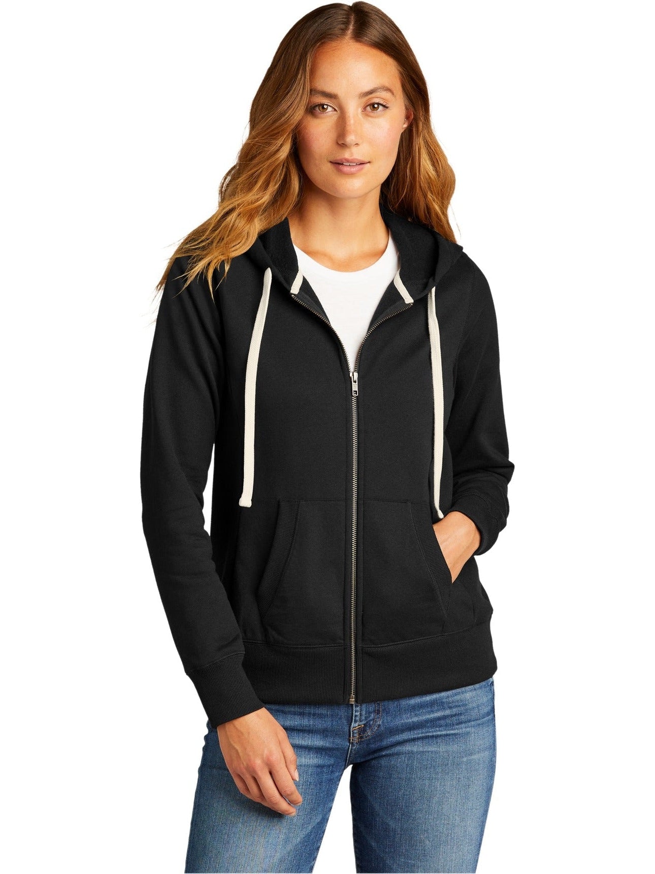 no-logo District Ladies Re-Fleece Full-Zip Hoodie-Regular-District-Thread Logic